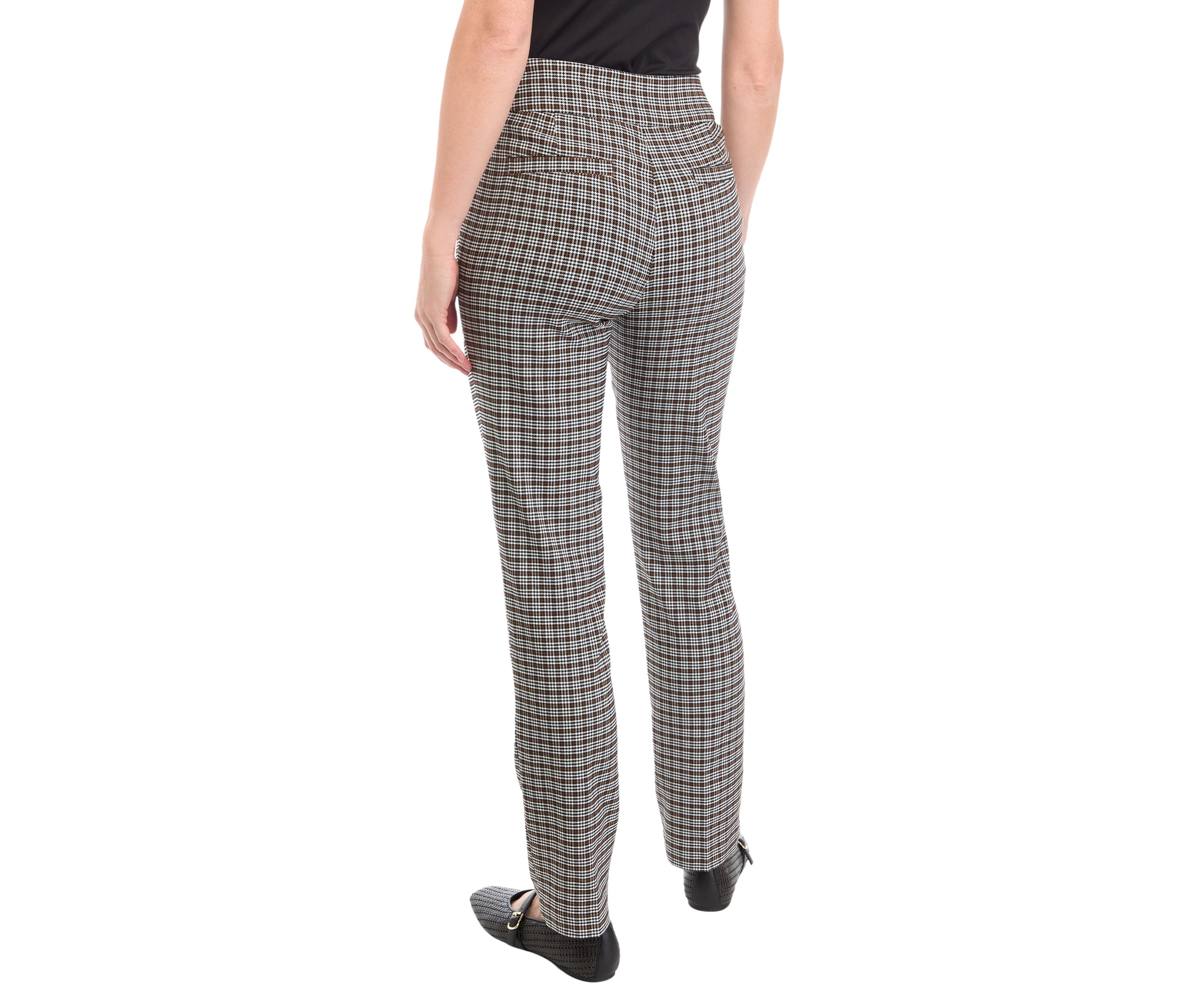 Womens Festive Plaid Lurex Pants