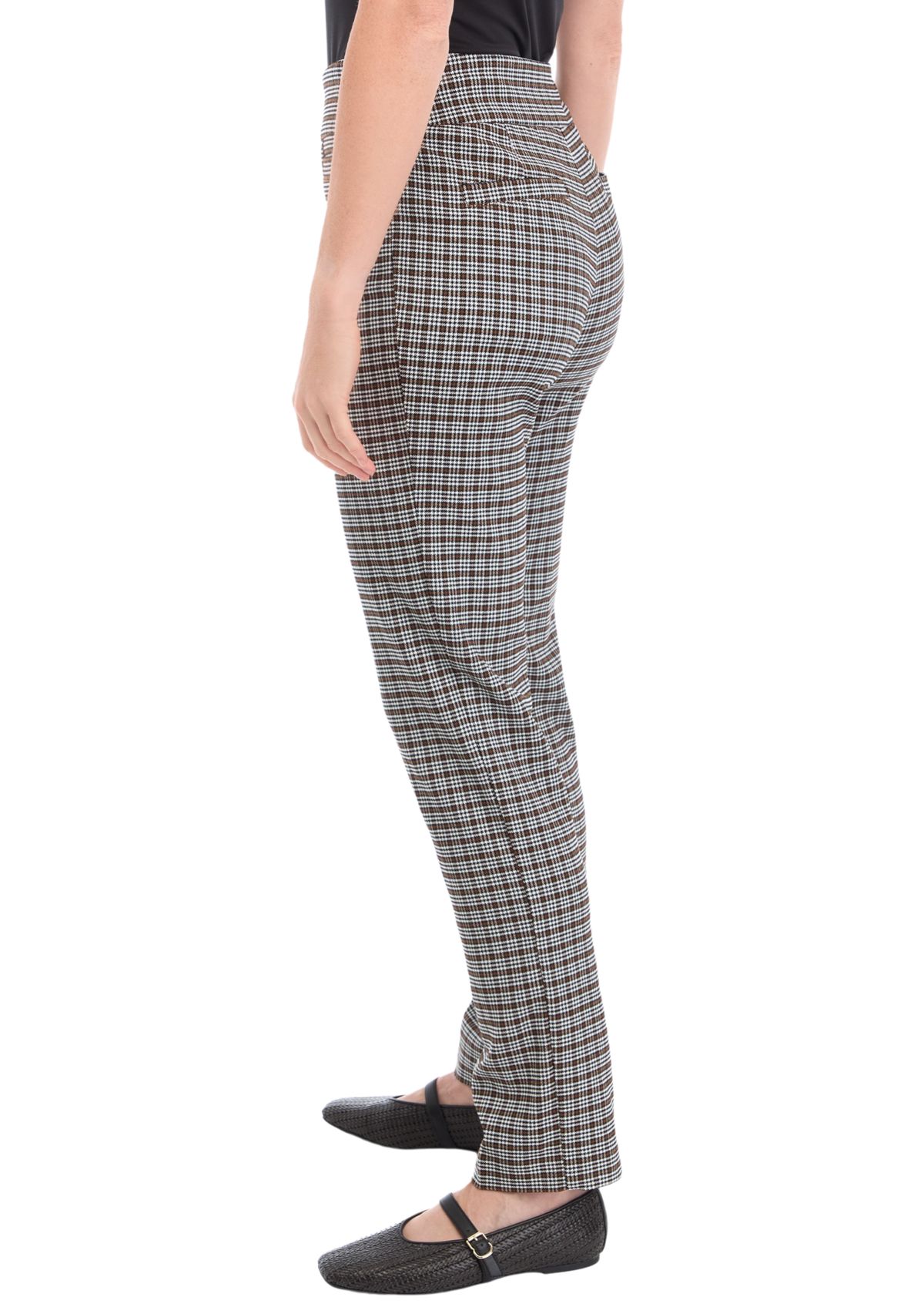 Womens Festive Plaid Lurex Pants