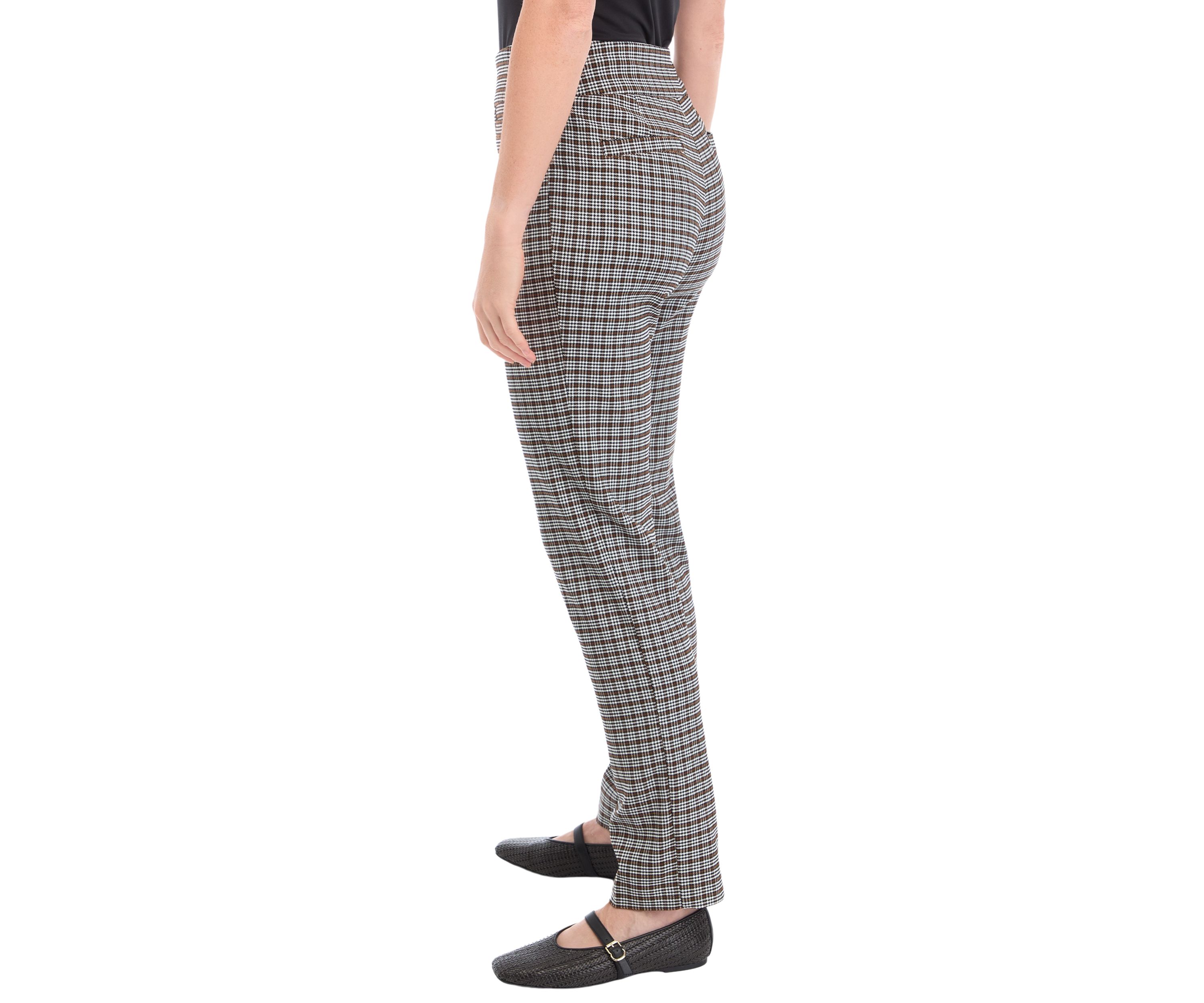 Womens Festive Plaid Lurex Pants