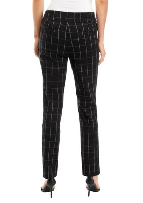 Kim Rogers, Pants & Jumpsuits, Kim Rodgers Plaid Millennium Pants Short  Pullon Straight Leg Tummy Control