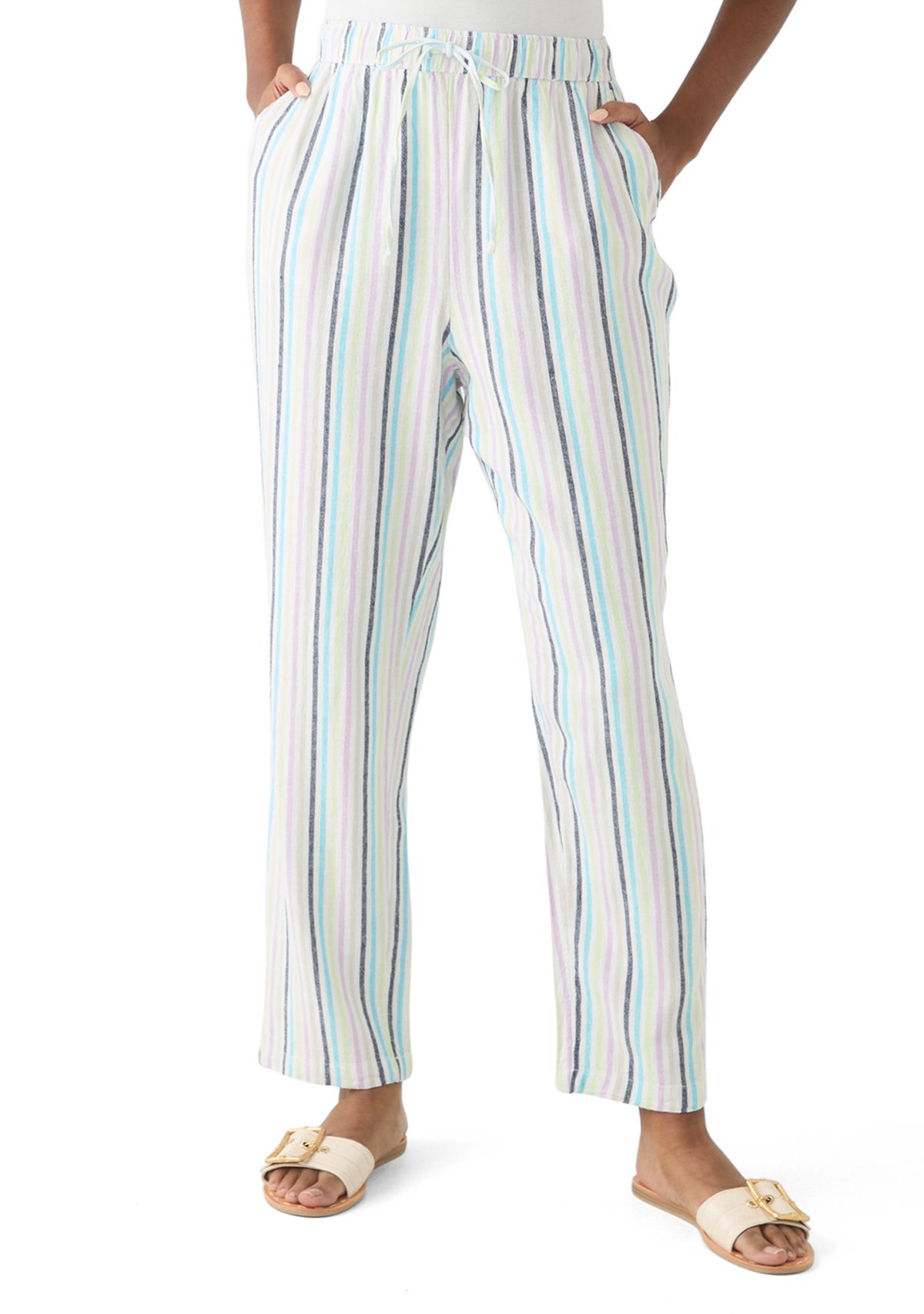Womens Striped Relaxed Trousers
