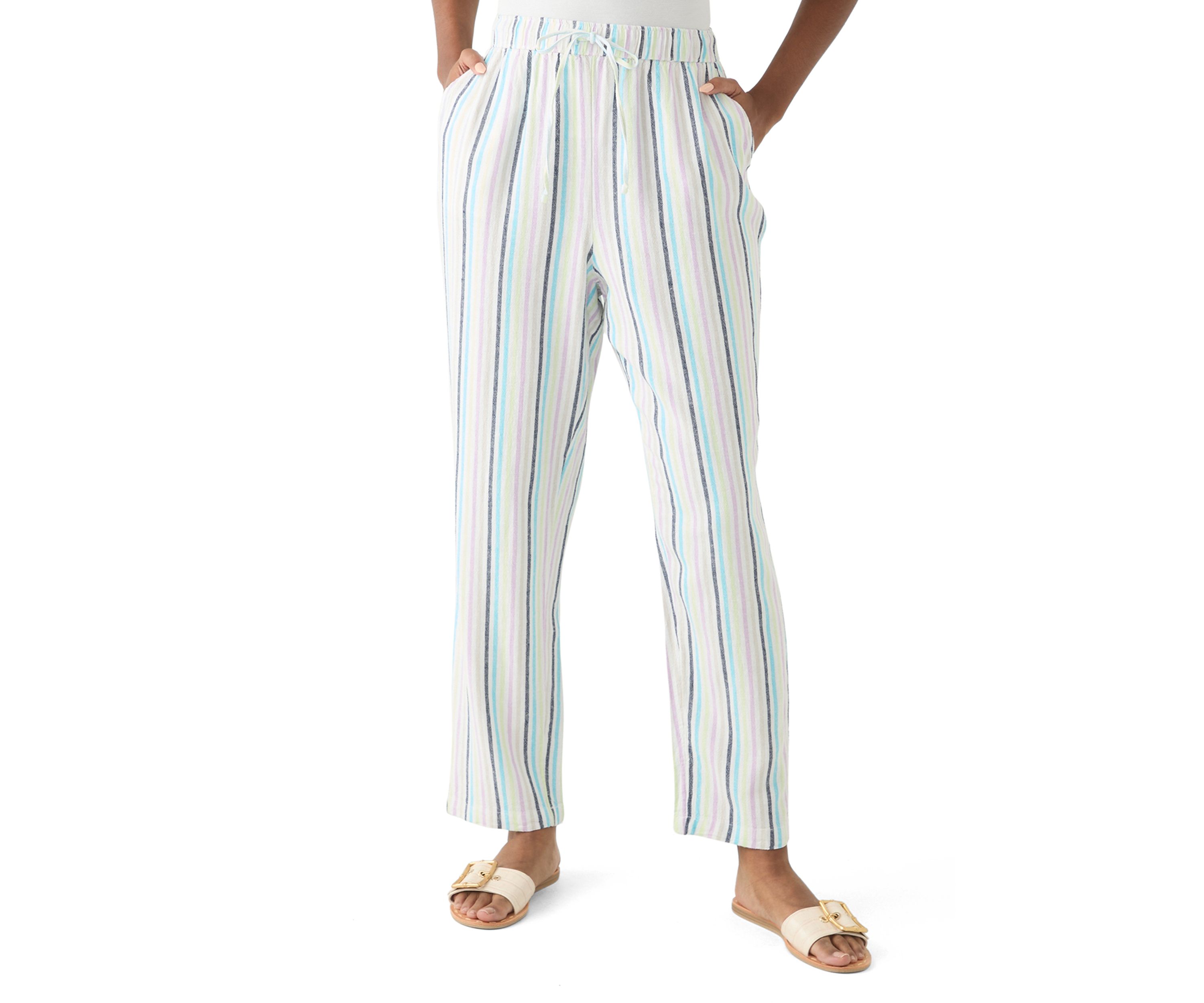 Womens Striped Relaxed Trousers