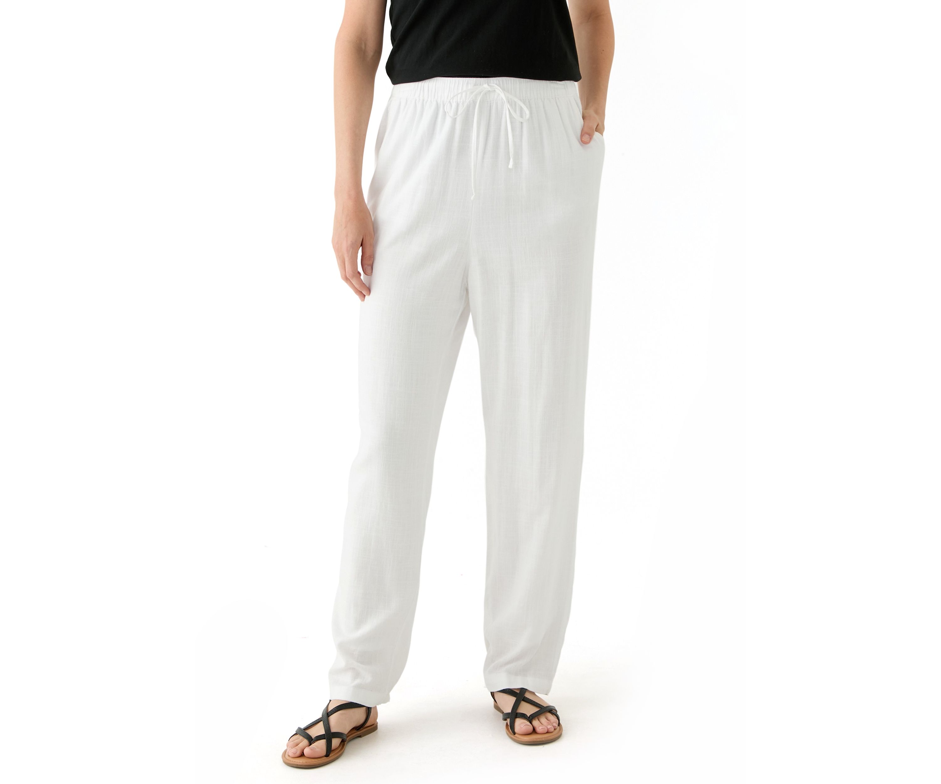 Womens Pull On Linen Blend Trousers 