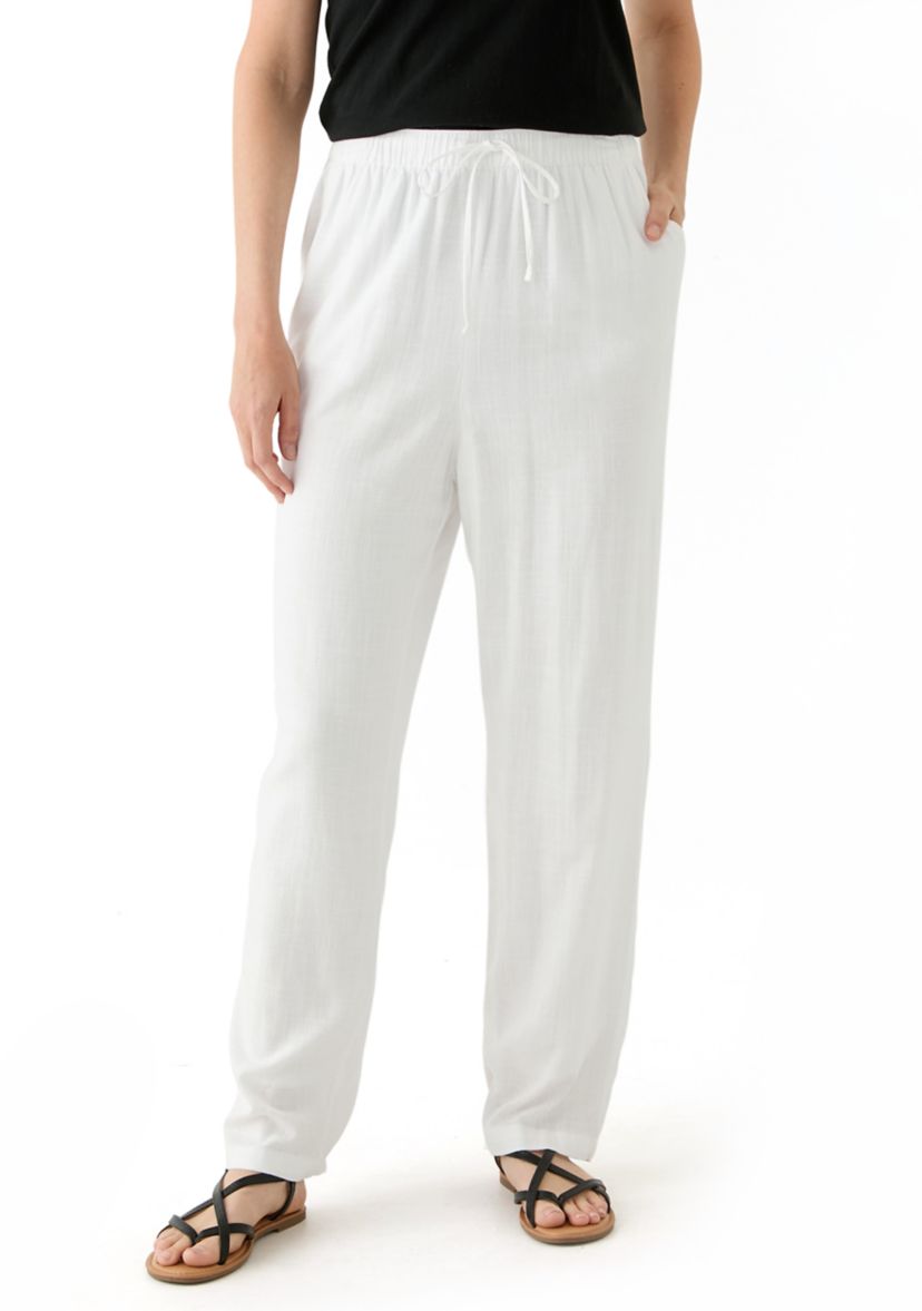 Womens Pull On Linen Blend Trousers 