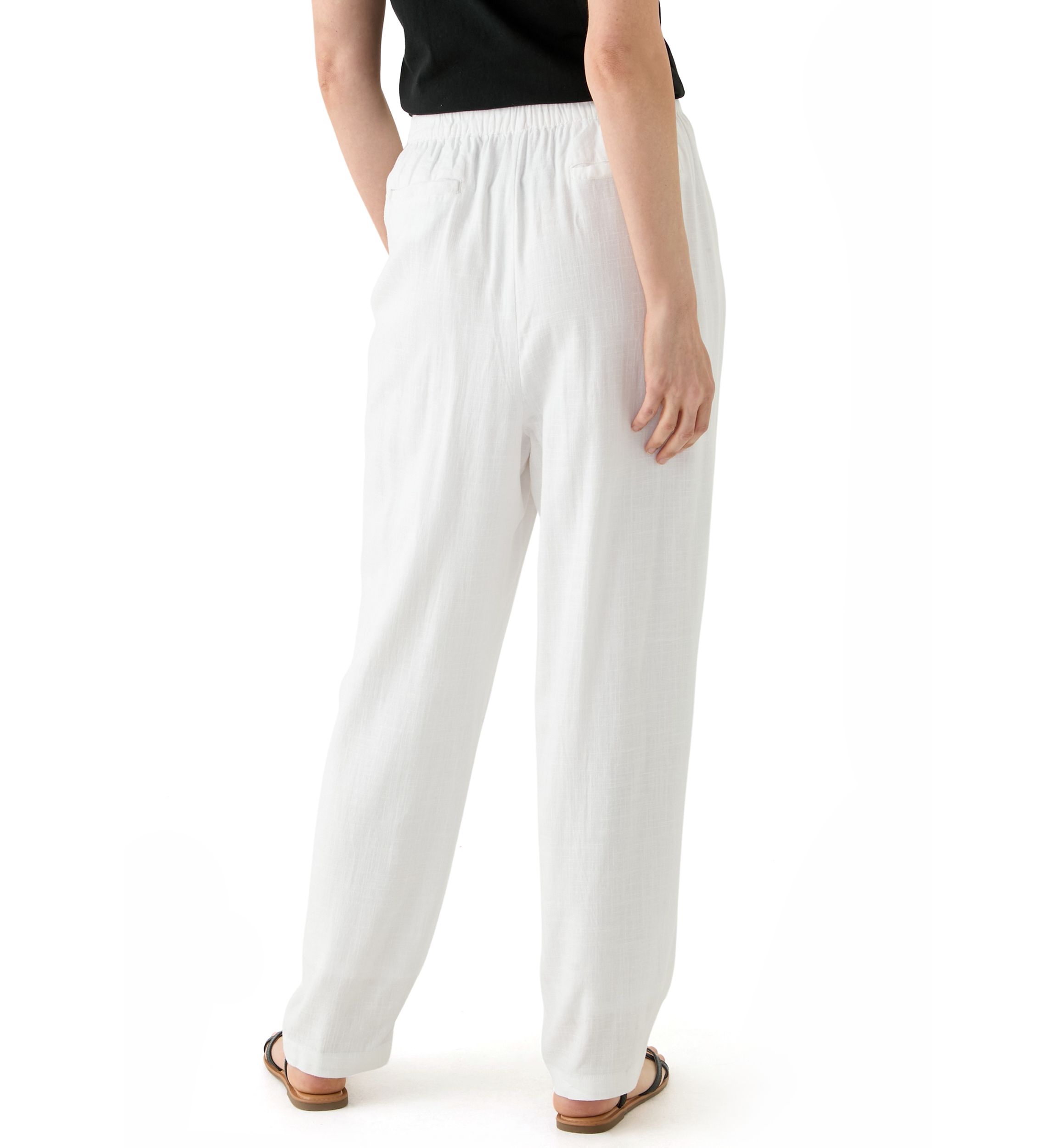 Womens Pull On Linen Blend Trousers 