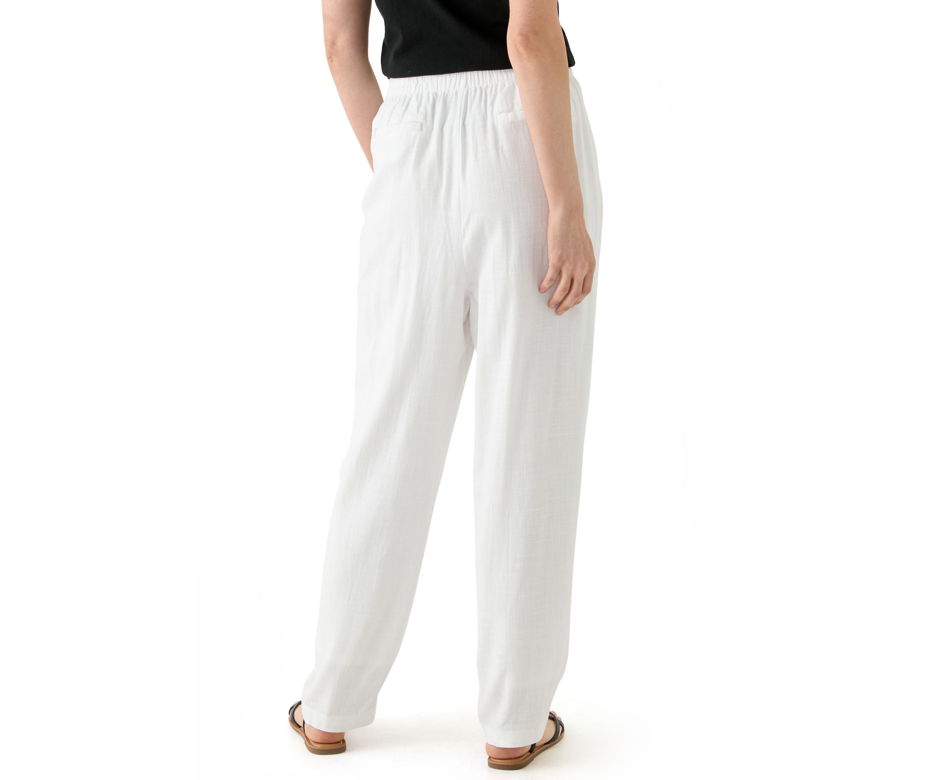 Womens Pull On Linen Blend Trousers 