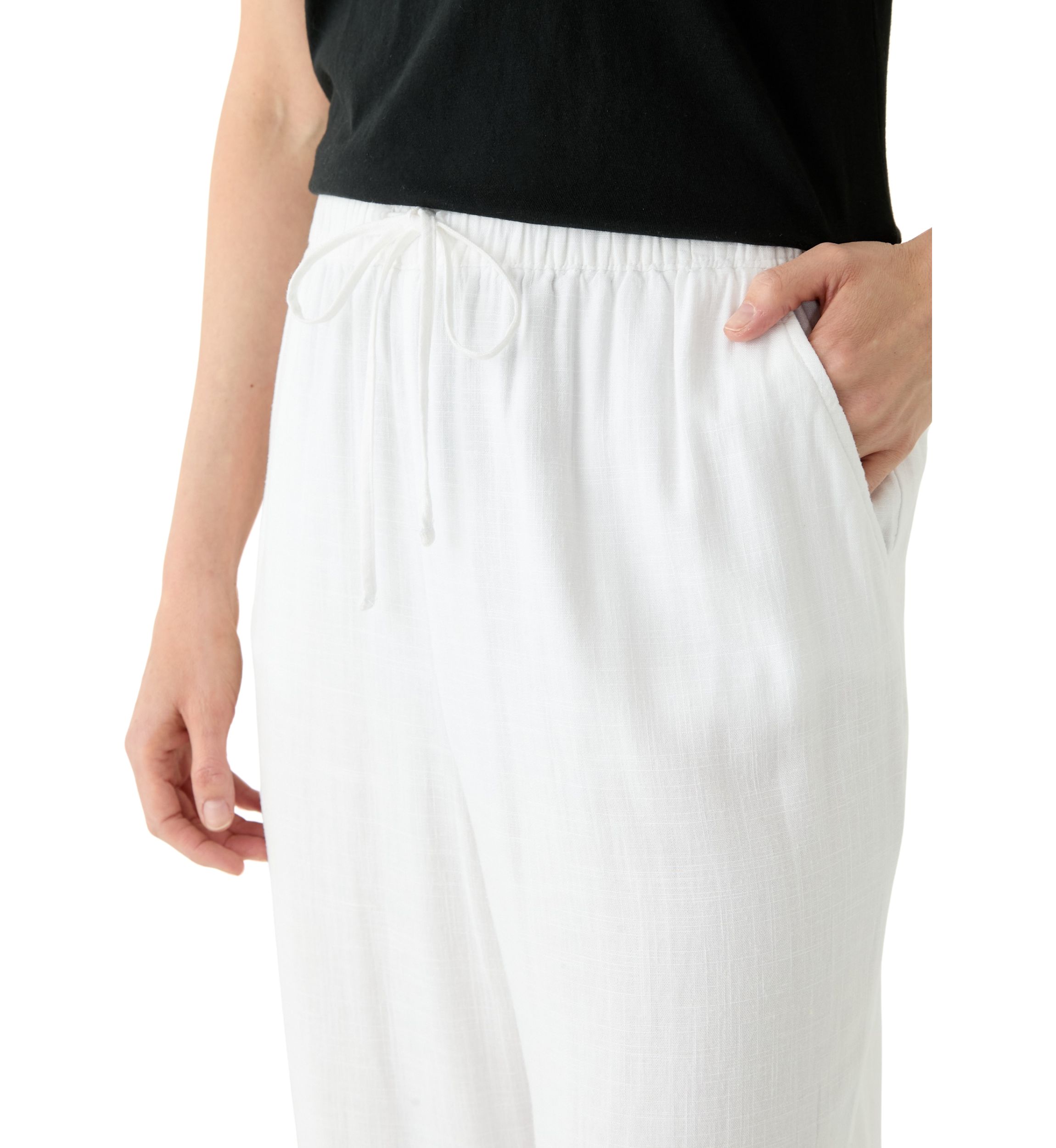 Womens Pull On Linen Blend Trousers 