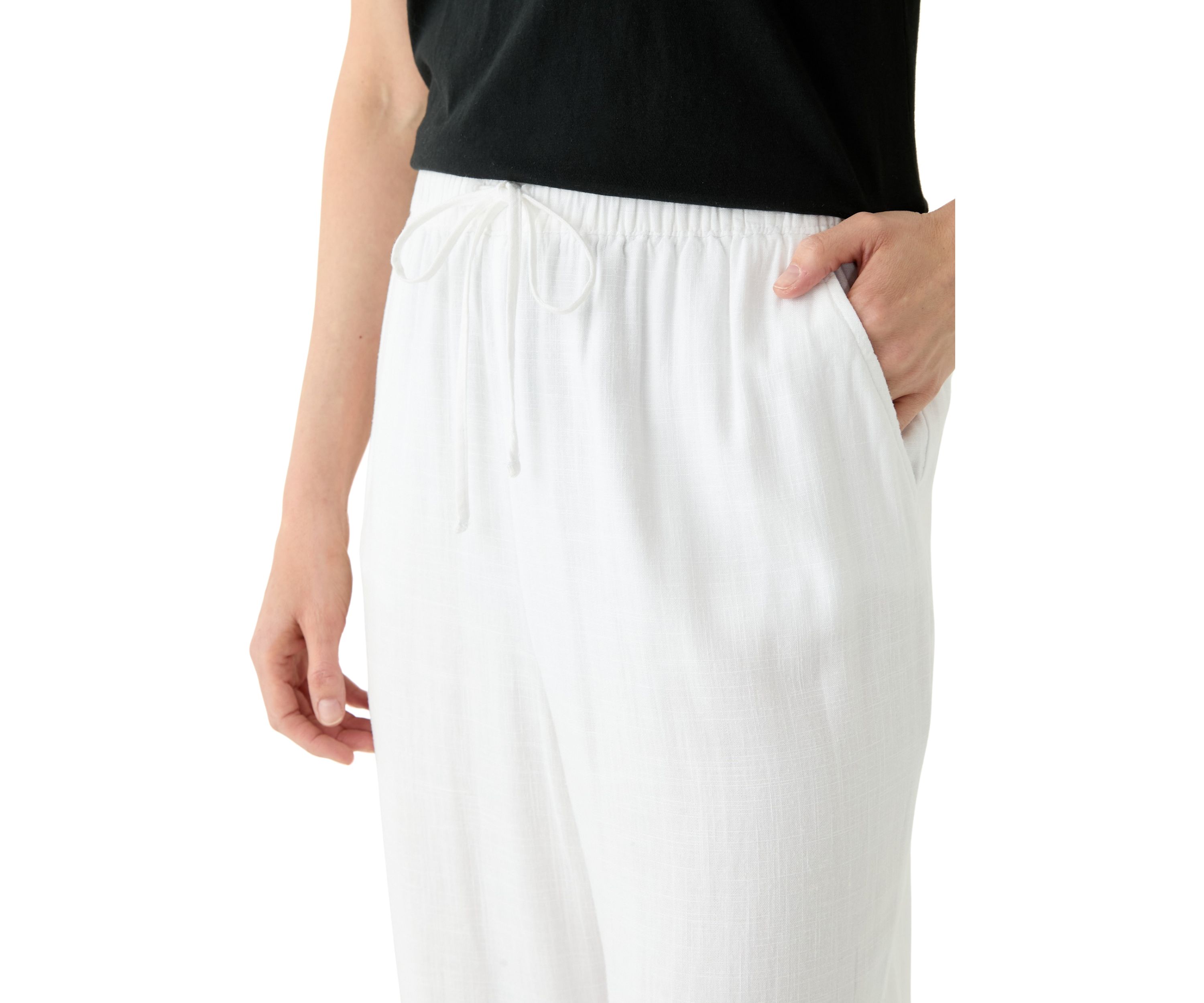 Womens Pull On Linen Blend Trousers 