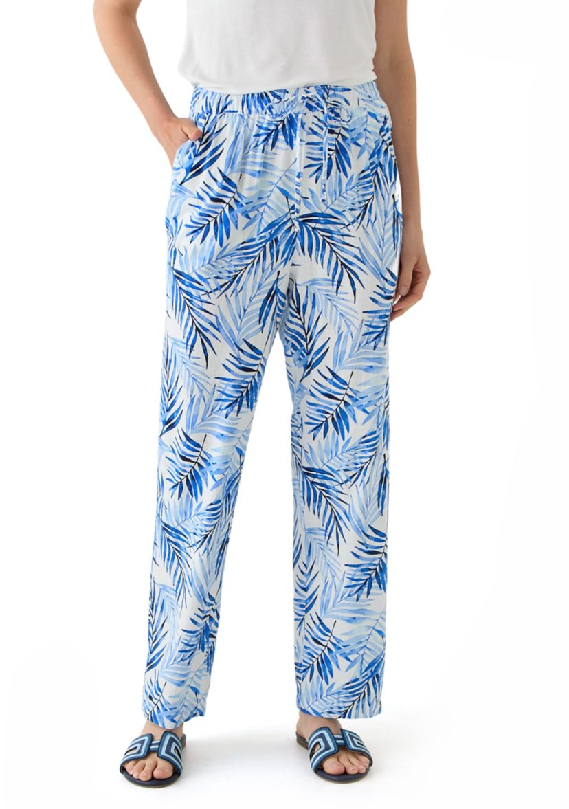 Womens Printed Linen Blend Pants