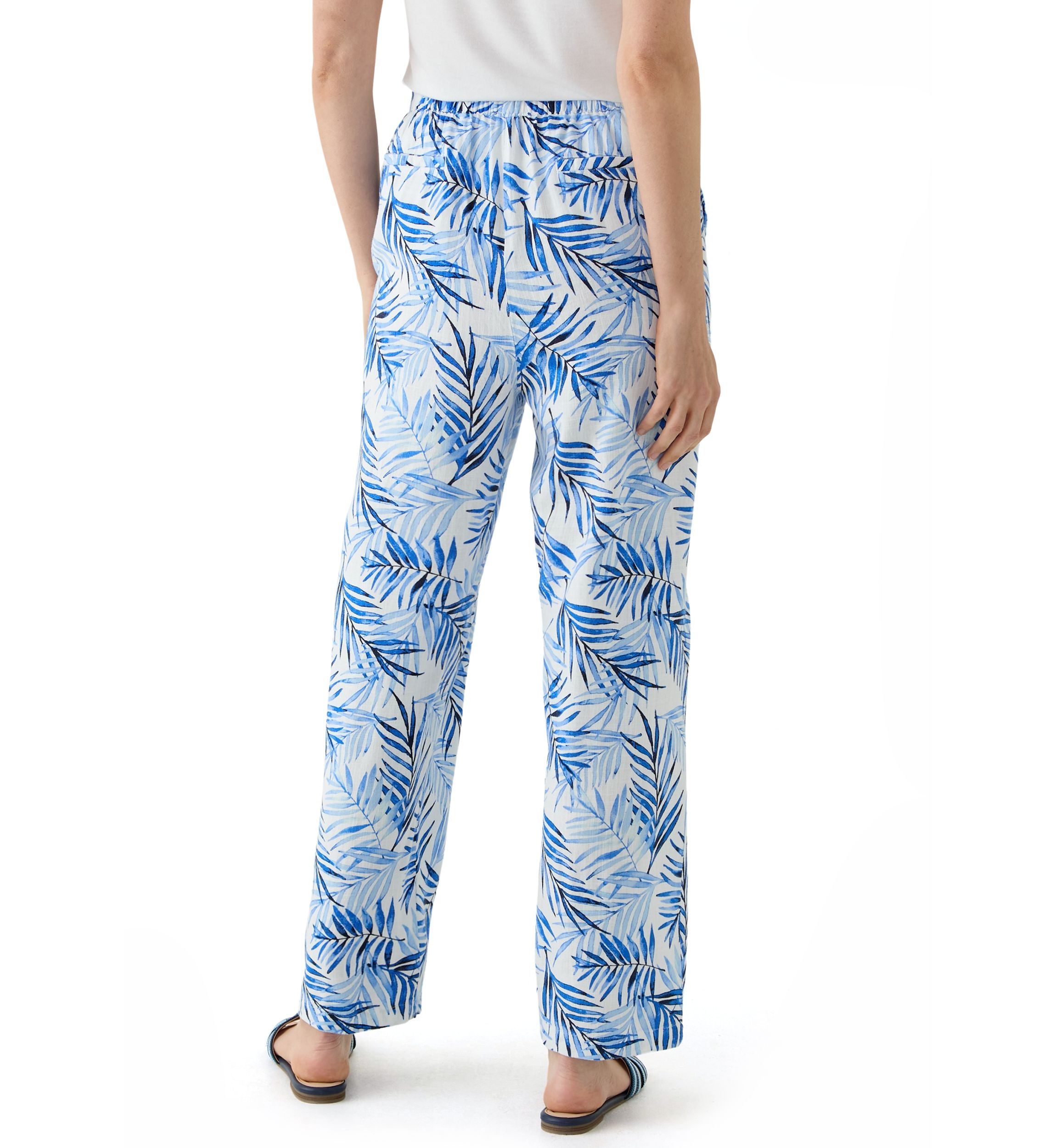 Womens Printed Linen Blend Pants
