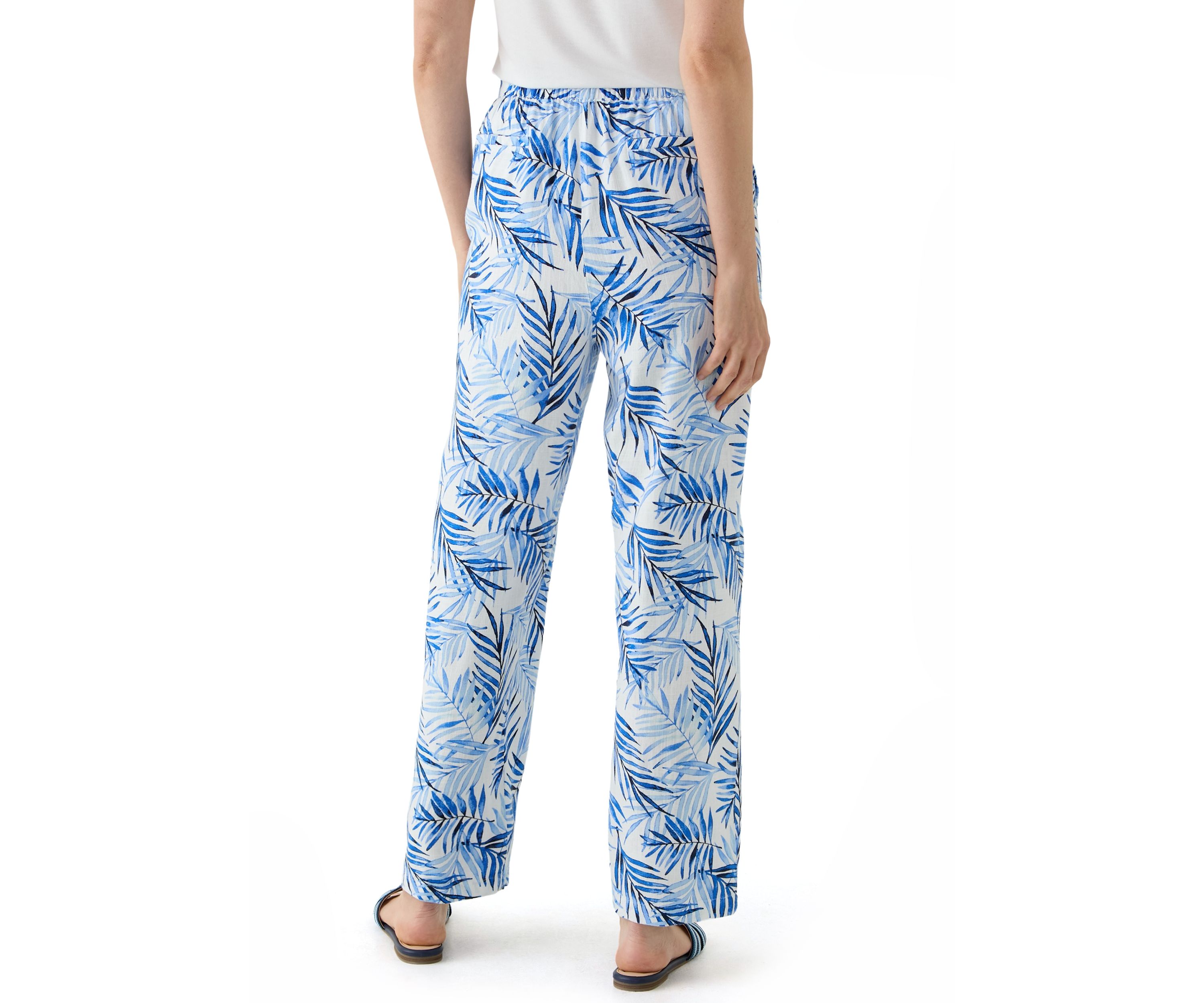 Womens Printed Linen Blend Pants