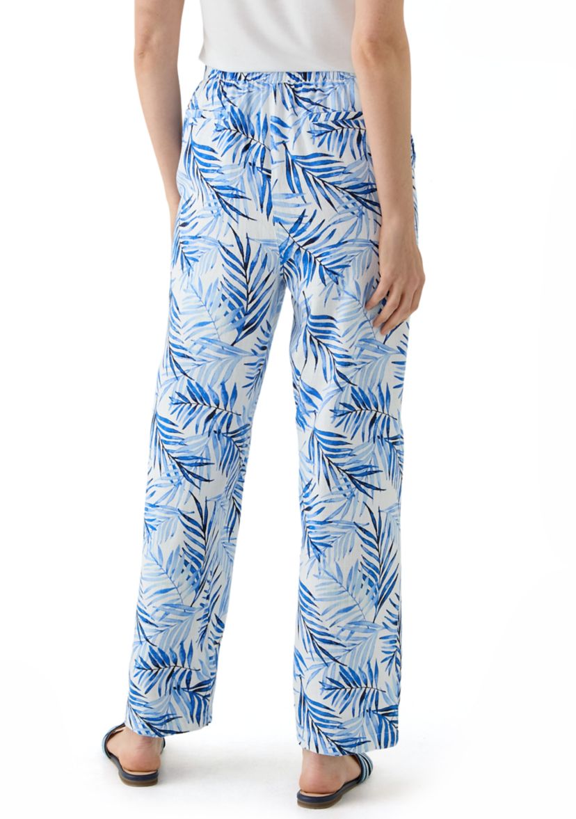 Womens Printed Linen Blend Pants