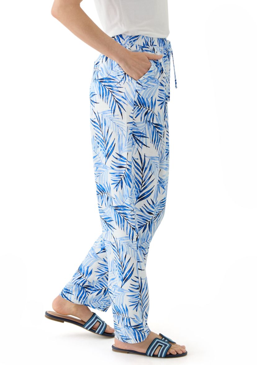 Womens Printed Linen Blend Pants