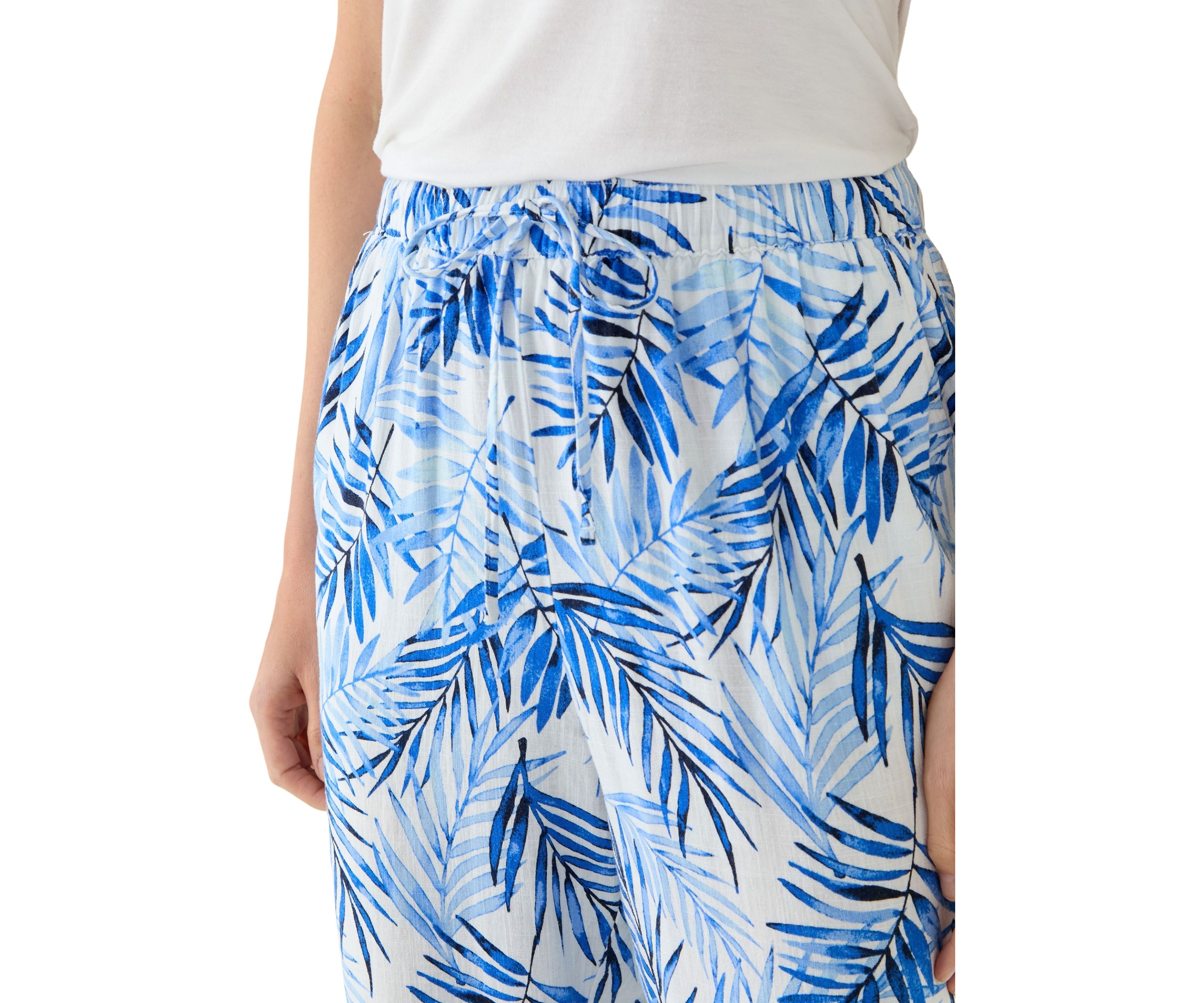 Womens Printed Linen Blend Pants