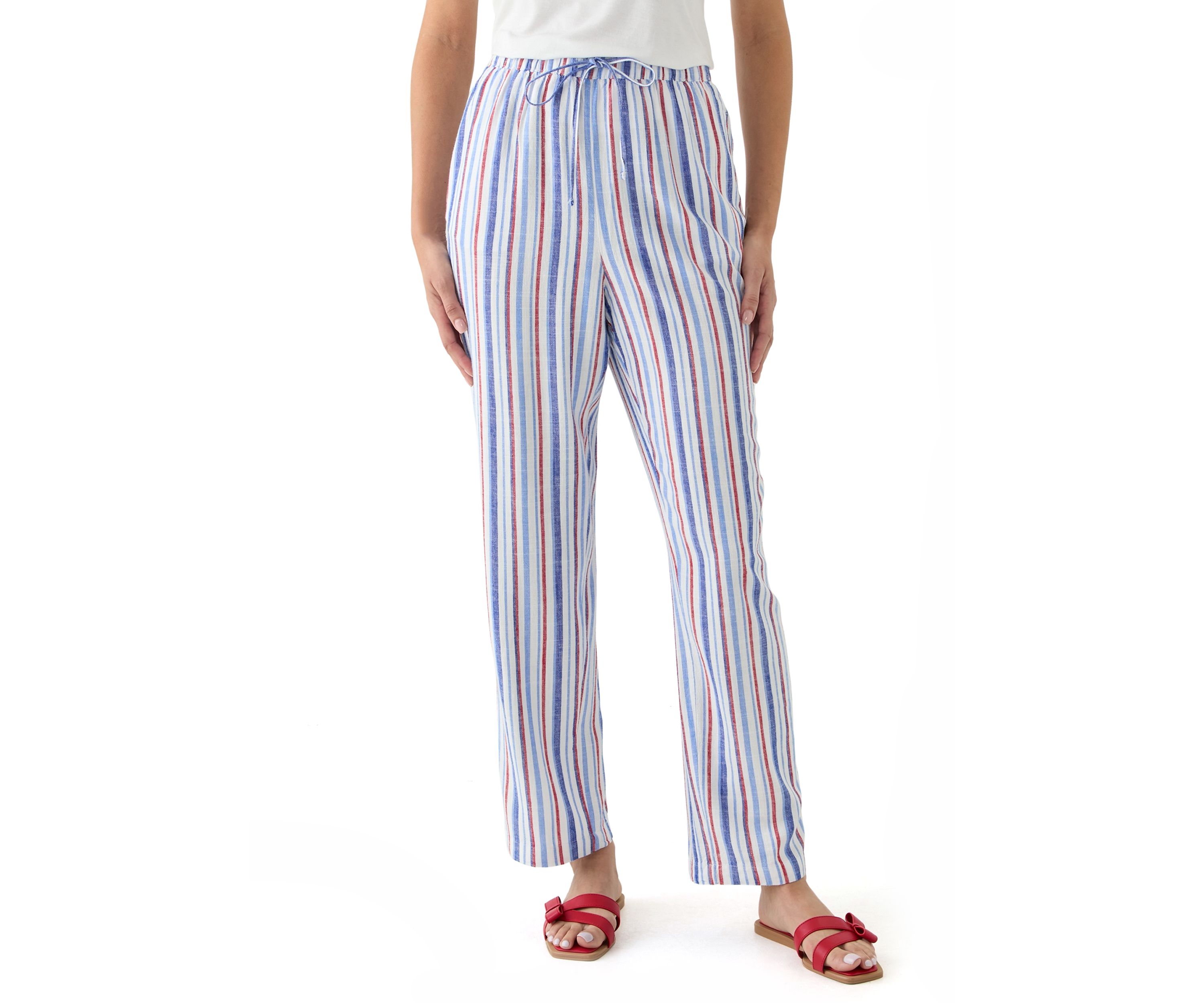 Womens Printed Linen Blend Trousers