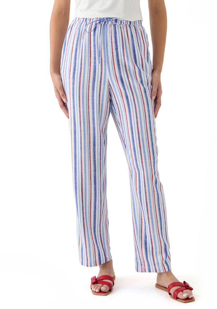 Womens Printed Linen Blend Trousers