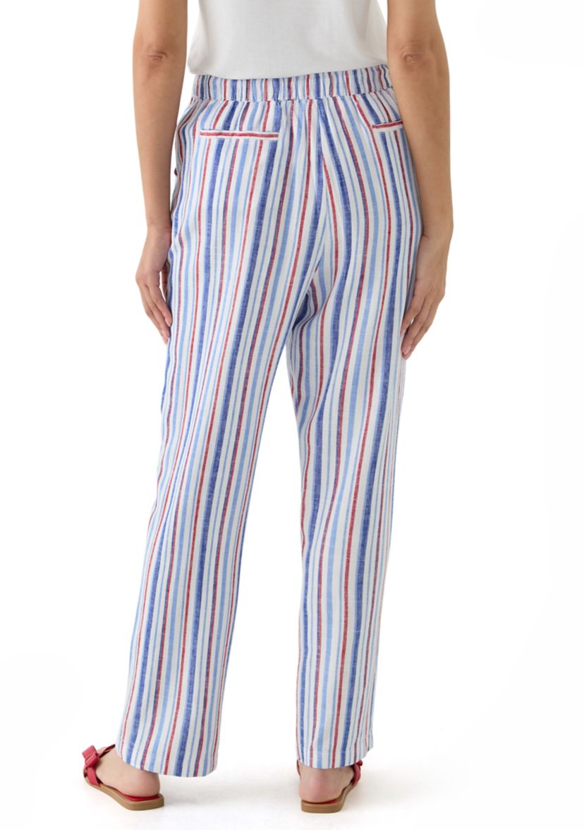 Womens Printed Linen Blend Trousers
