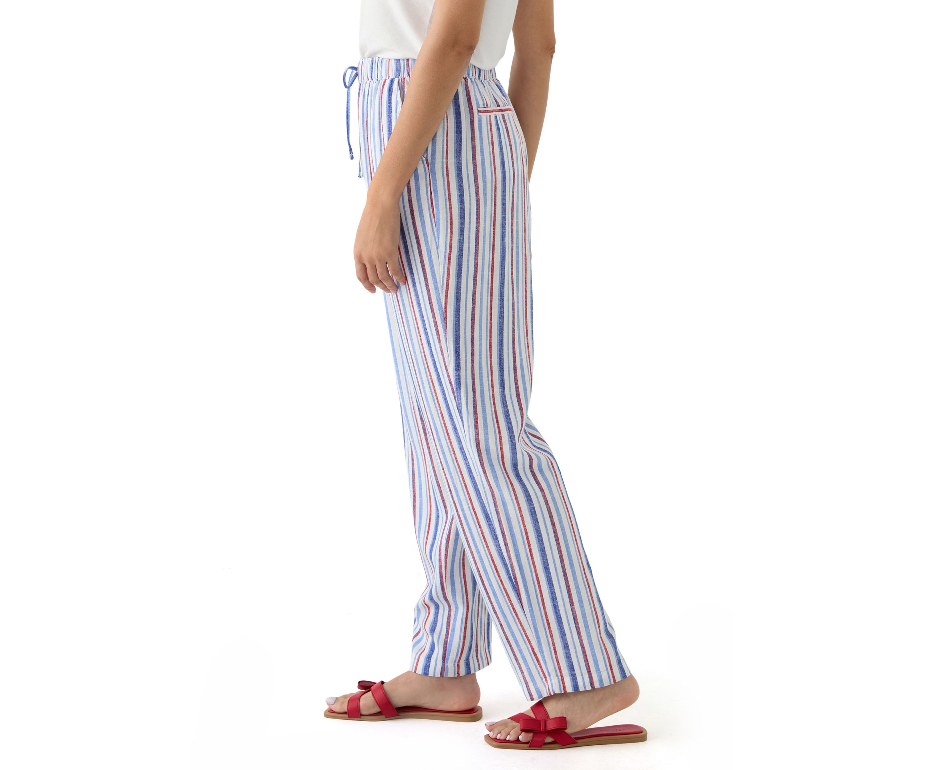 Womens Printed Linen Blend Trousers