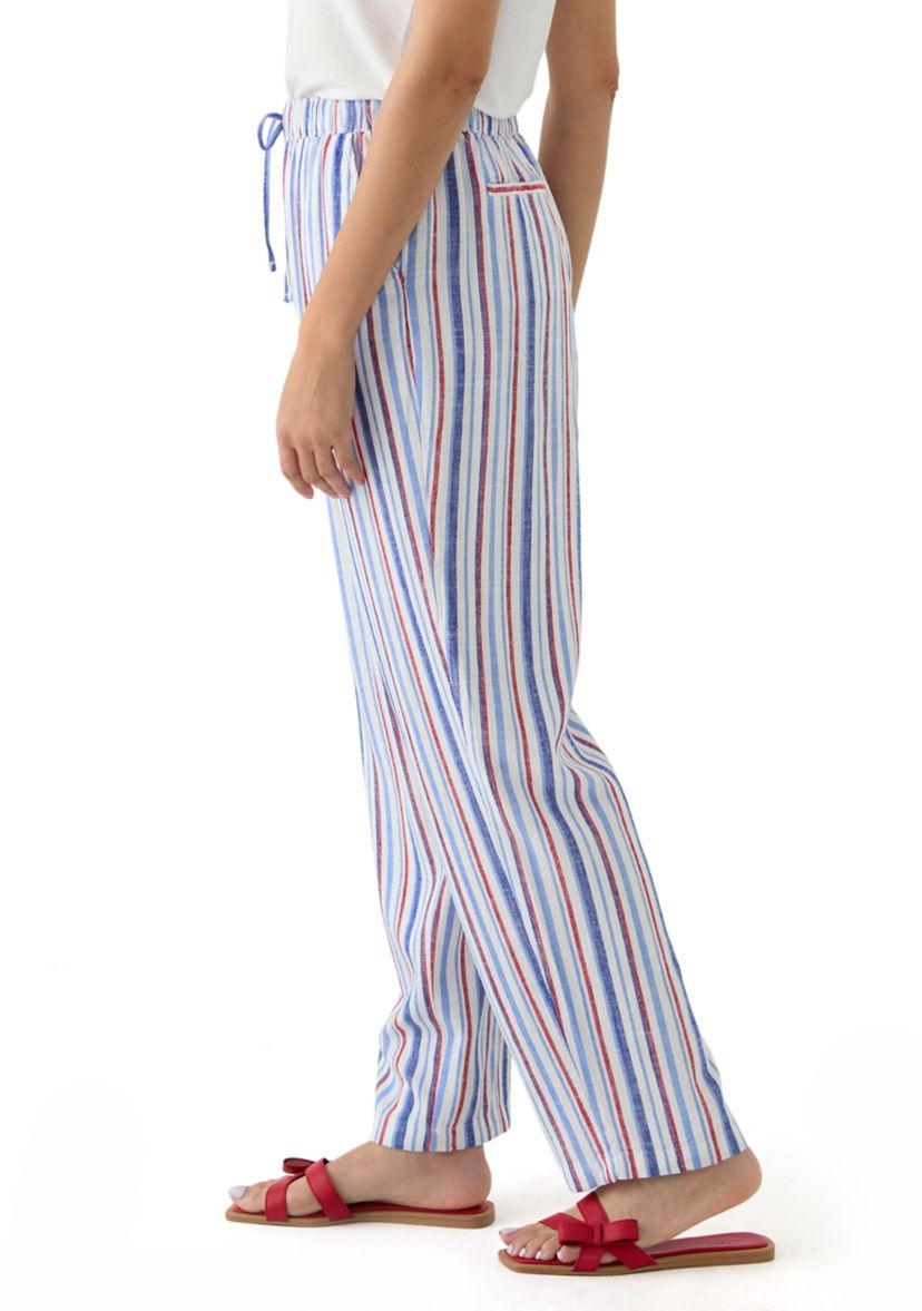 Womens Printed Linen Blend Trousers