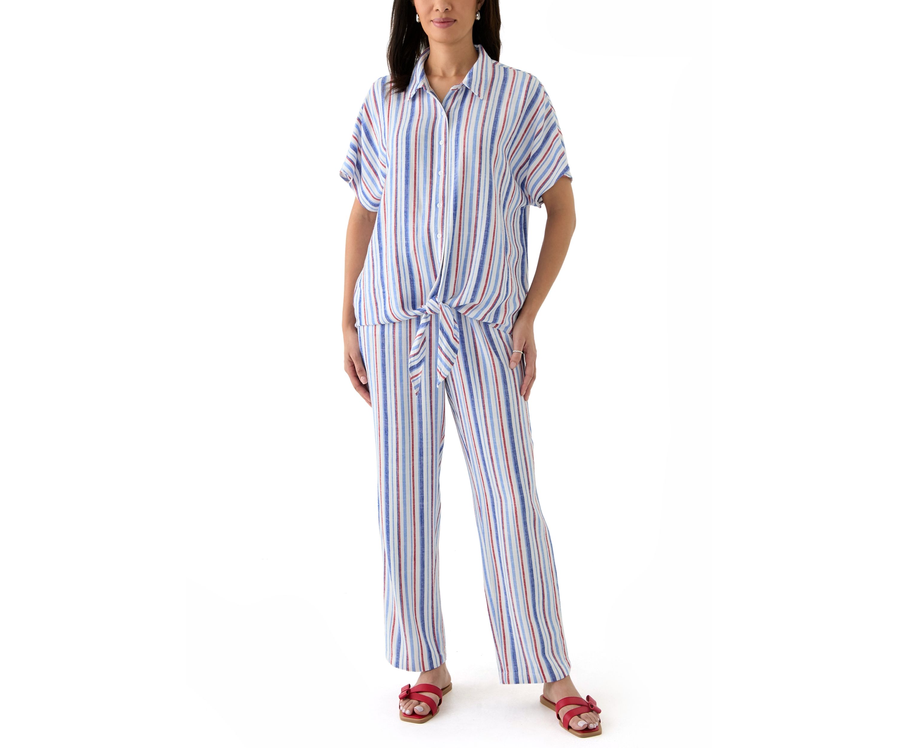 Womens Printed Linen Blend Trousers