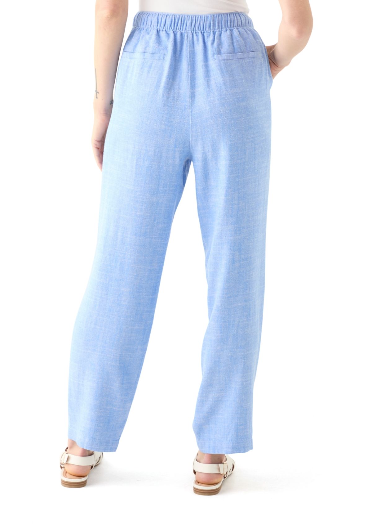 Petite Pull On Linen Blend Trousers