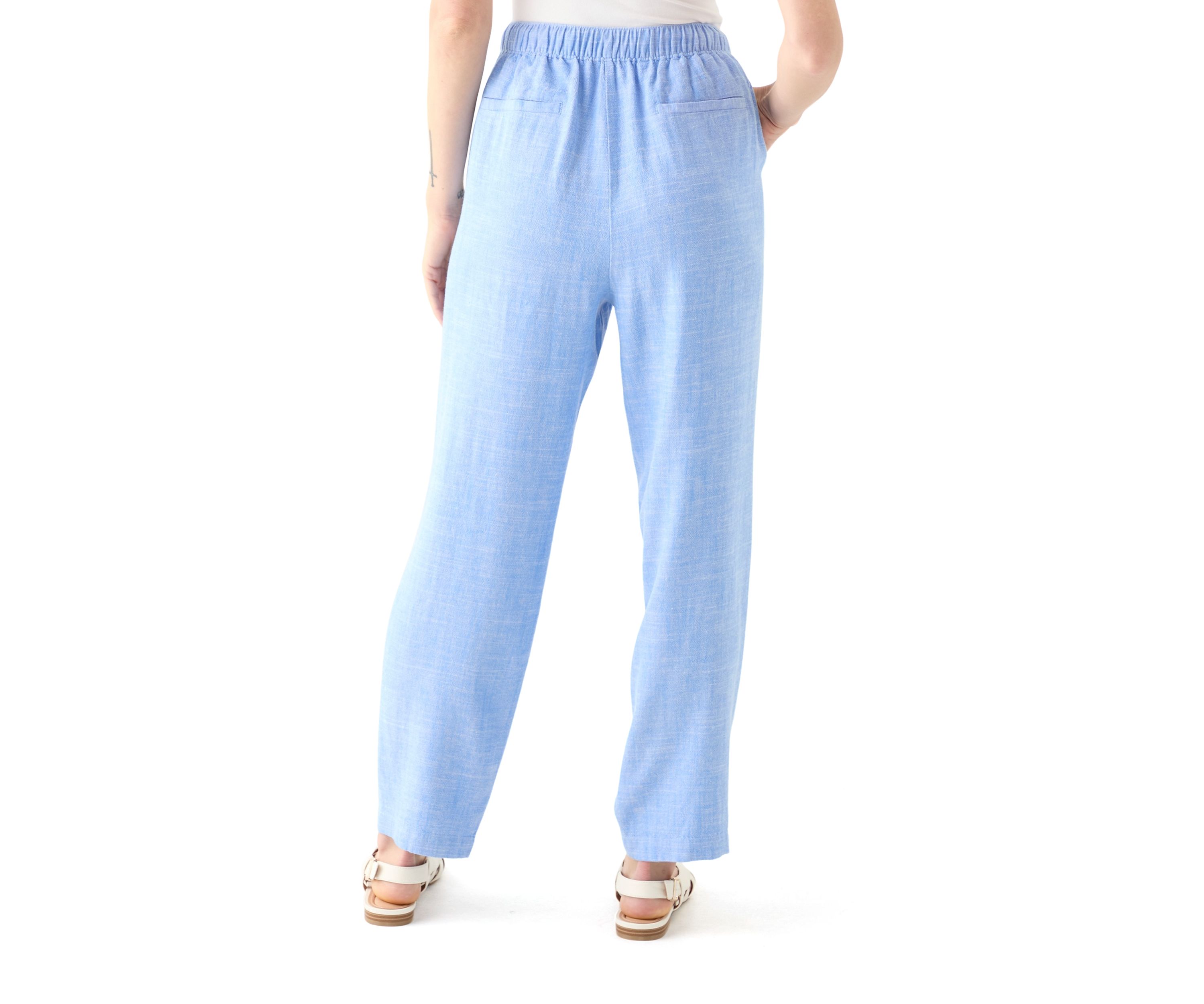 Petite Pull On Linen Blend Trousers