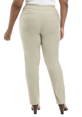 Kim Rogers Women's Plus Size Pull On Denim Capris, White, 18W