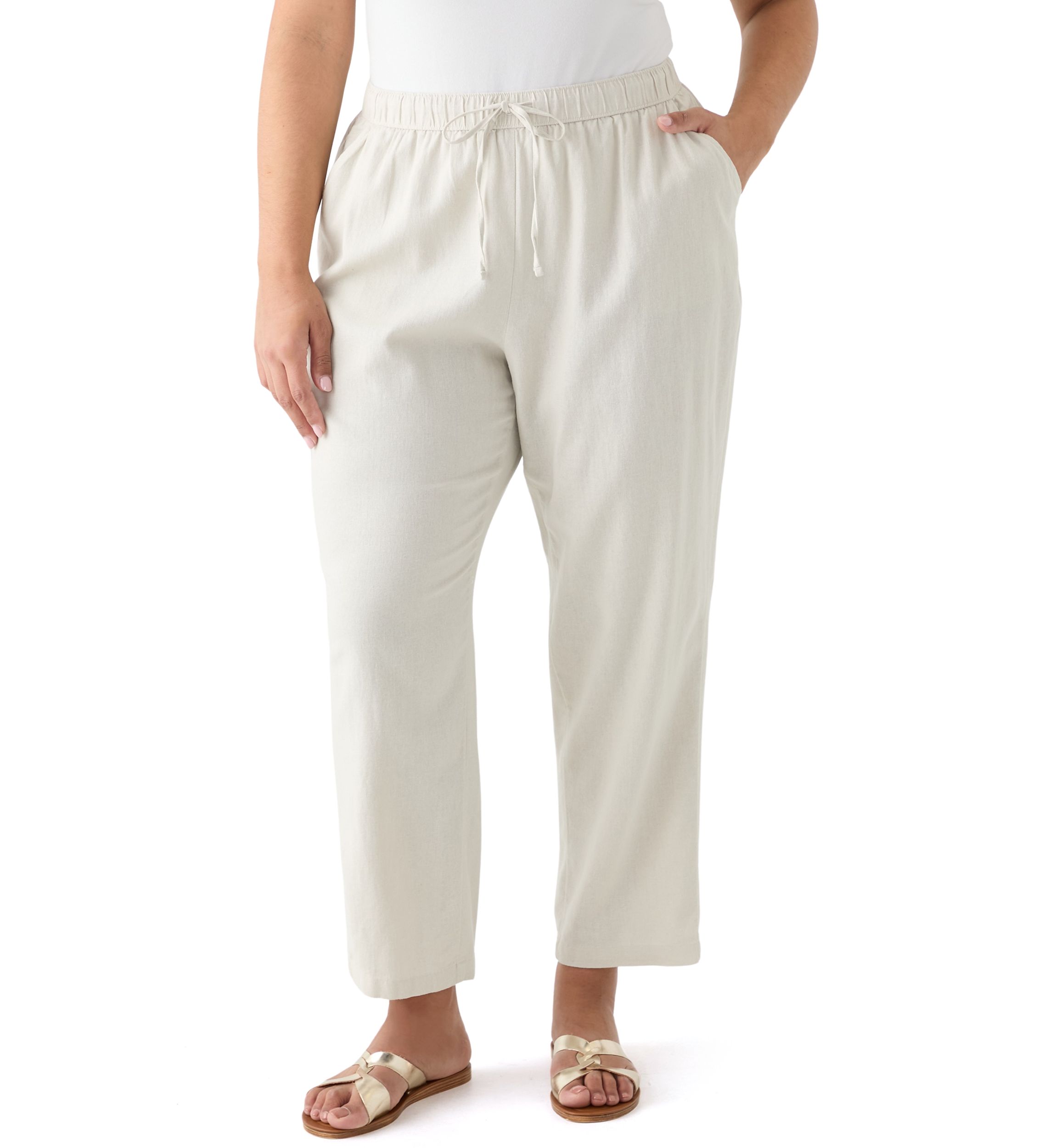 Plus Size Pull On Linen Pants