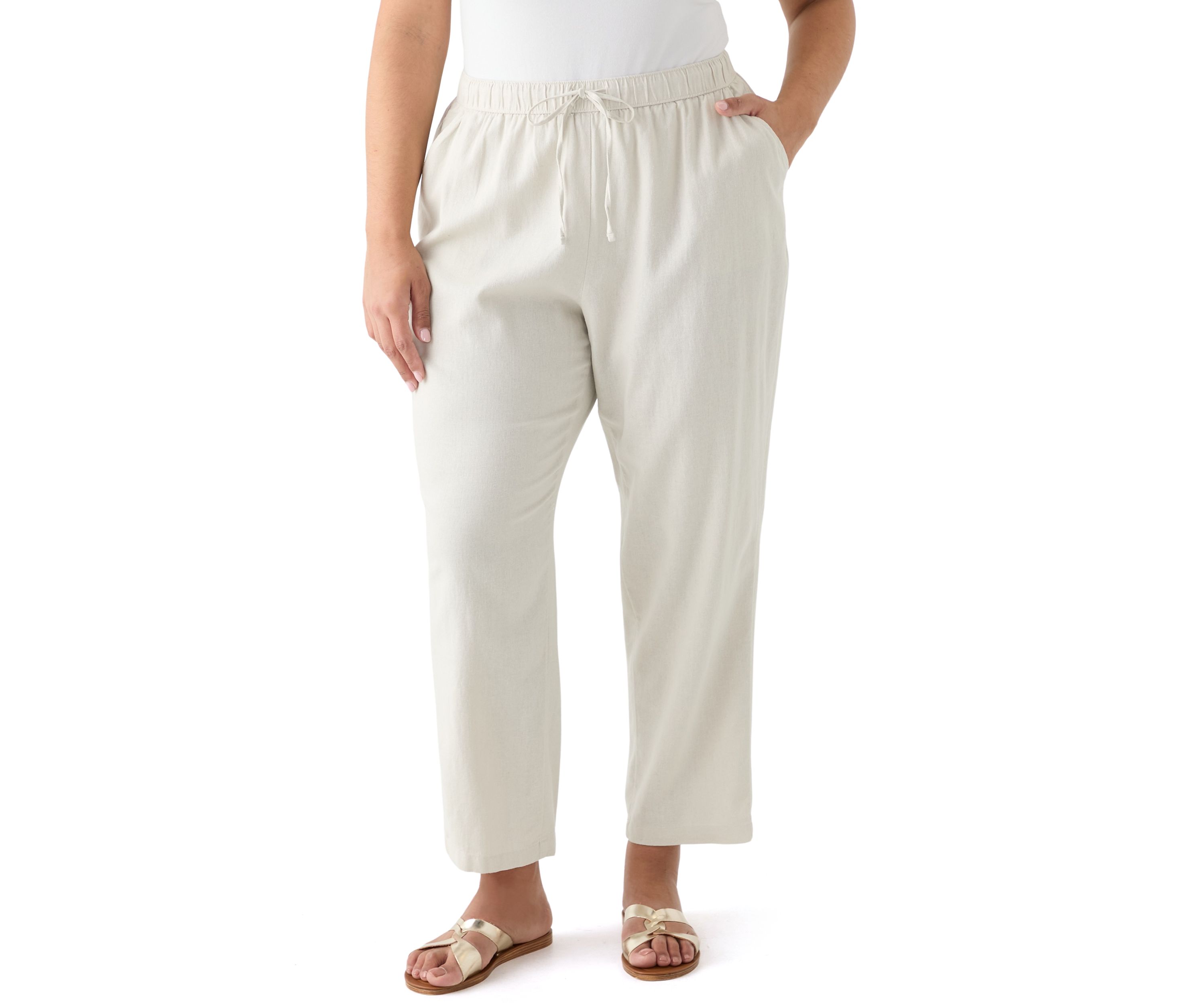 Plus Size Pull On Linen Pants
