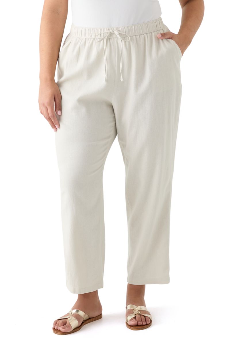 Plus Size Pull On Linen Pants