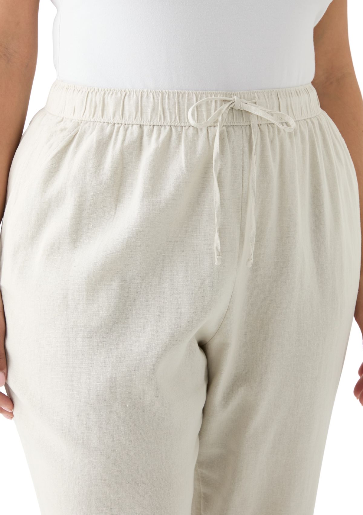 Plus Size Pull On Linen Pants