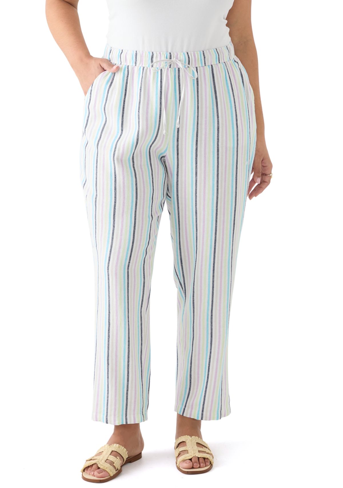 Plus Size Pull On Linen Pants