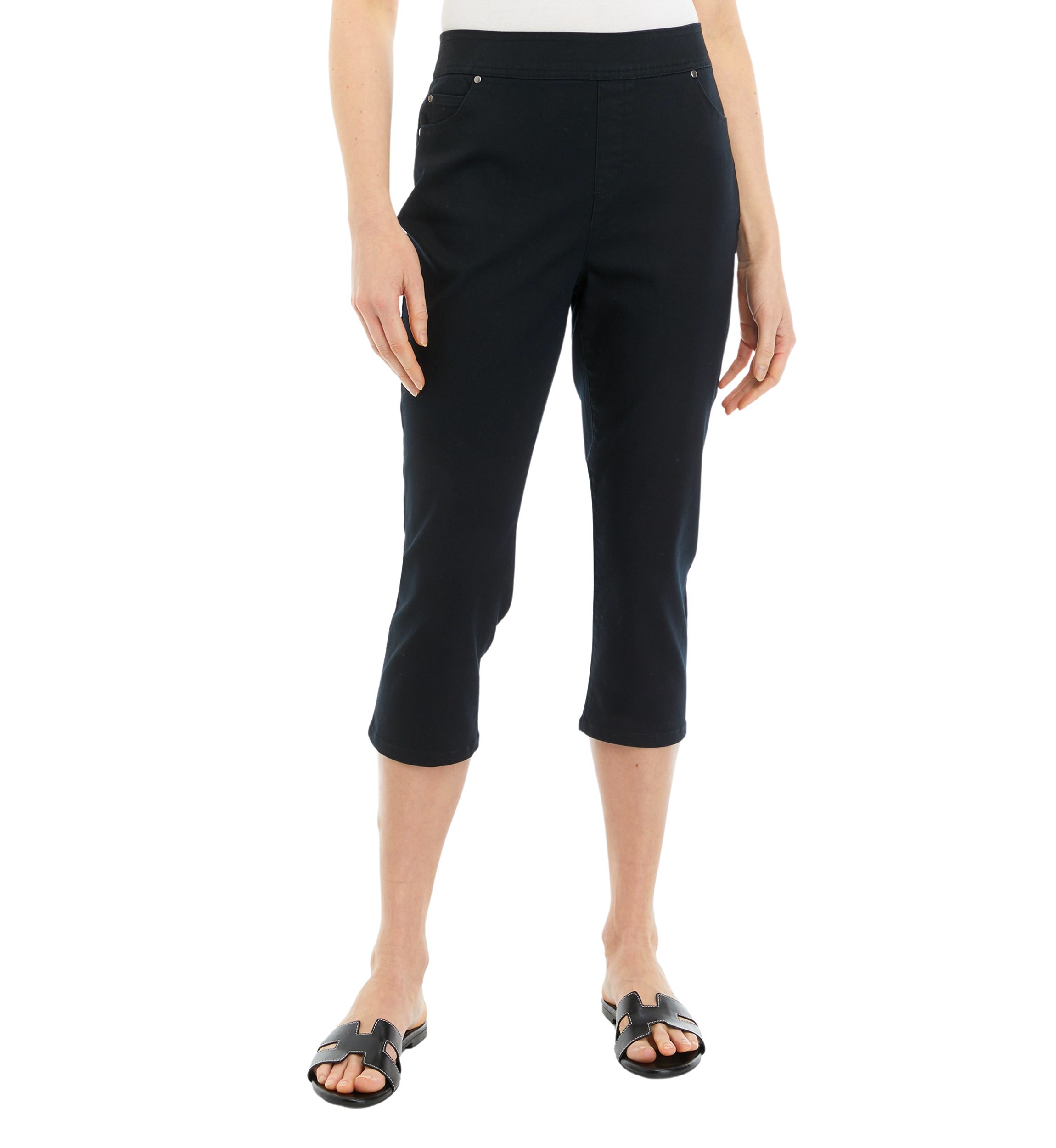 Womens Solid Cotton Capri Pants