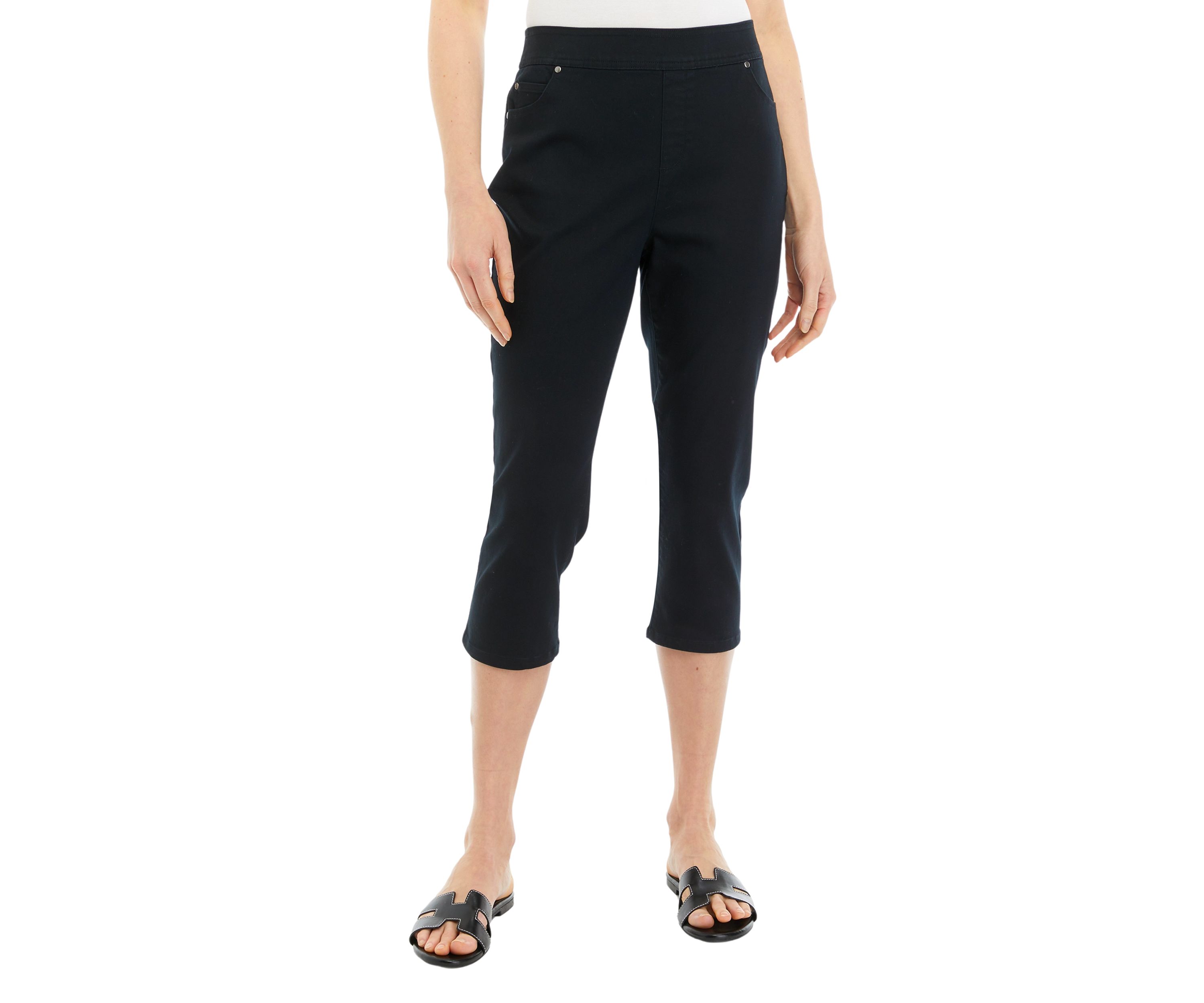 Womens Solid Cotton Capri Pants