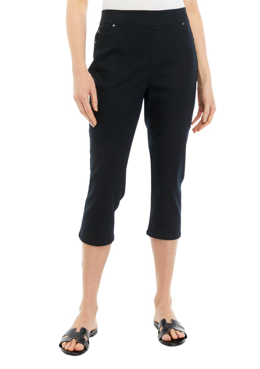 Womens Solid Cotton Capri Pants