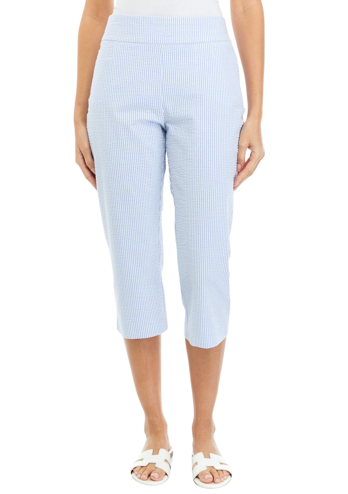 Womens Seersucker Cropped Pants
