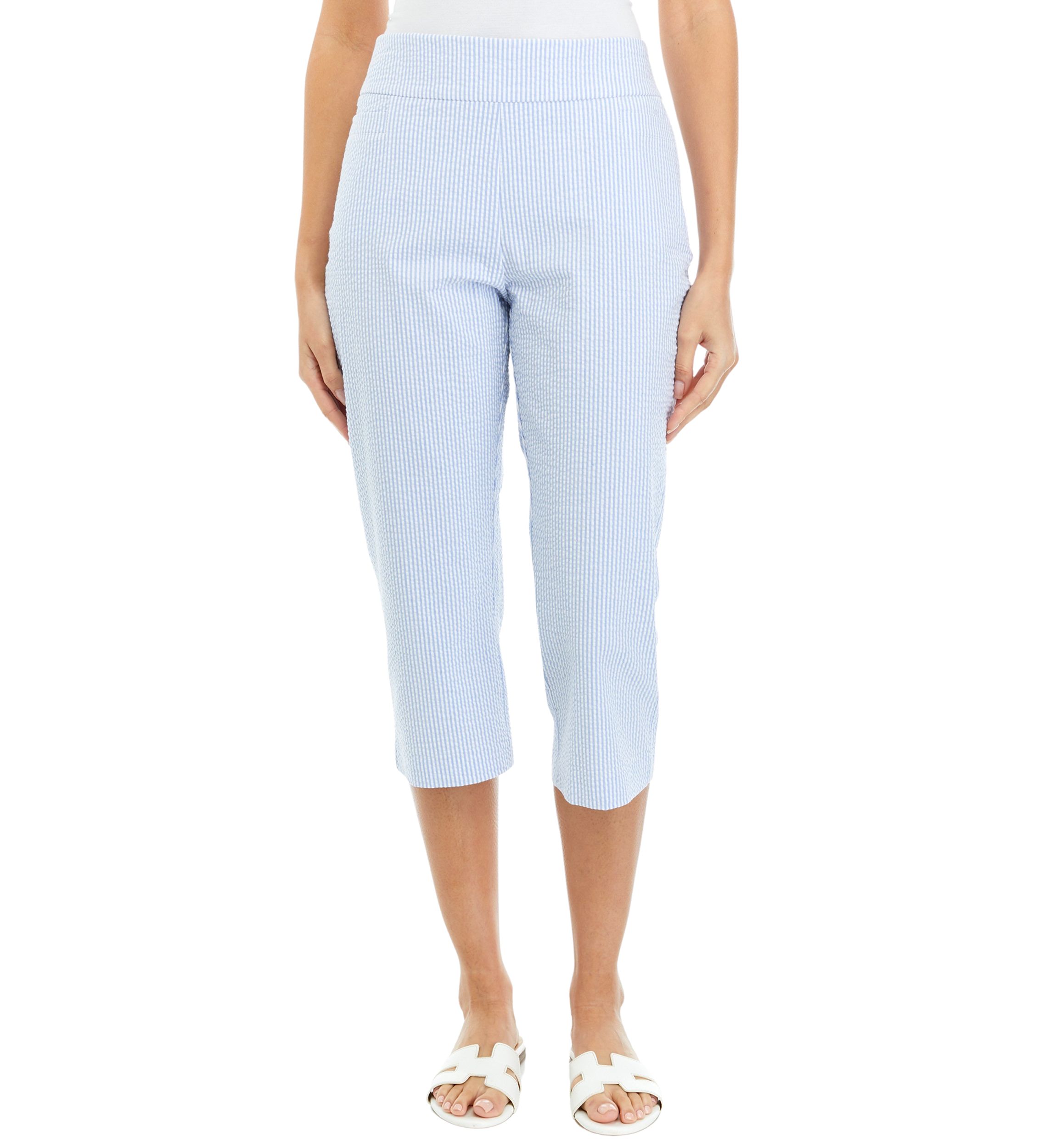 Womens Seersucker Cropped Pants