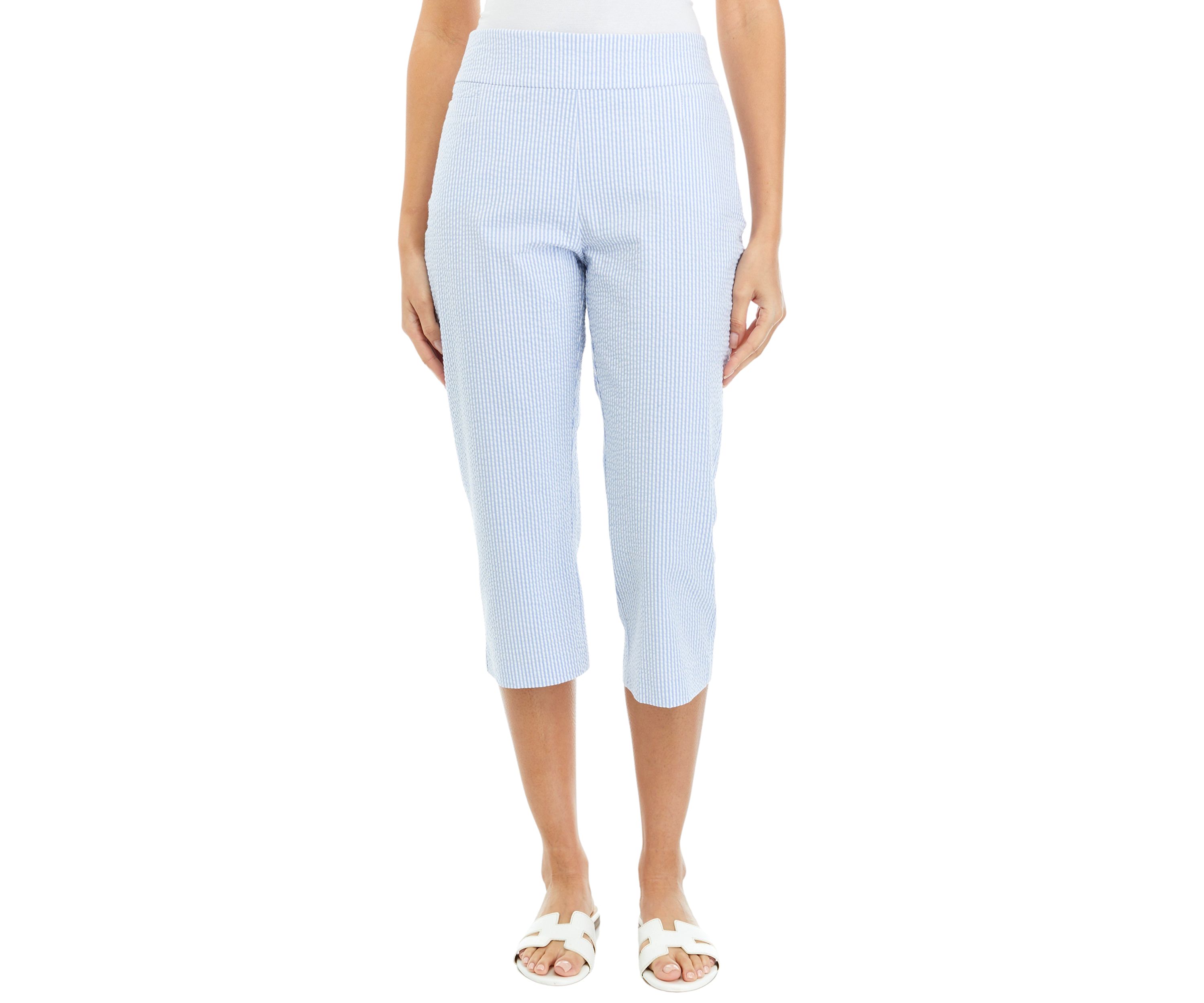 Womens Seersucker Cropped Pants
