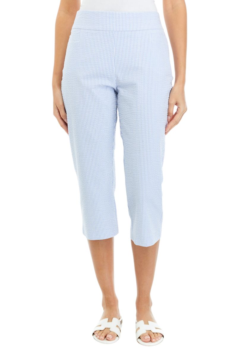 Womens Seersucker Cropped Pants