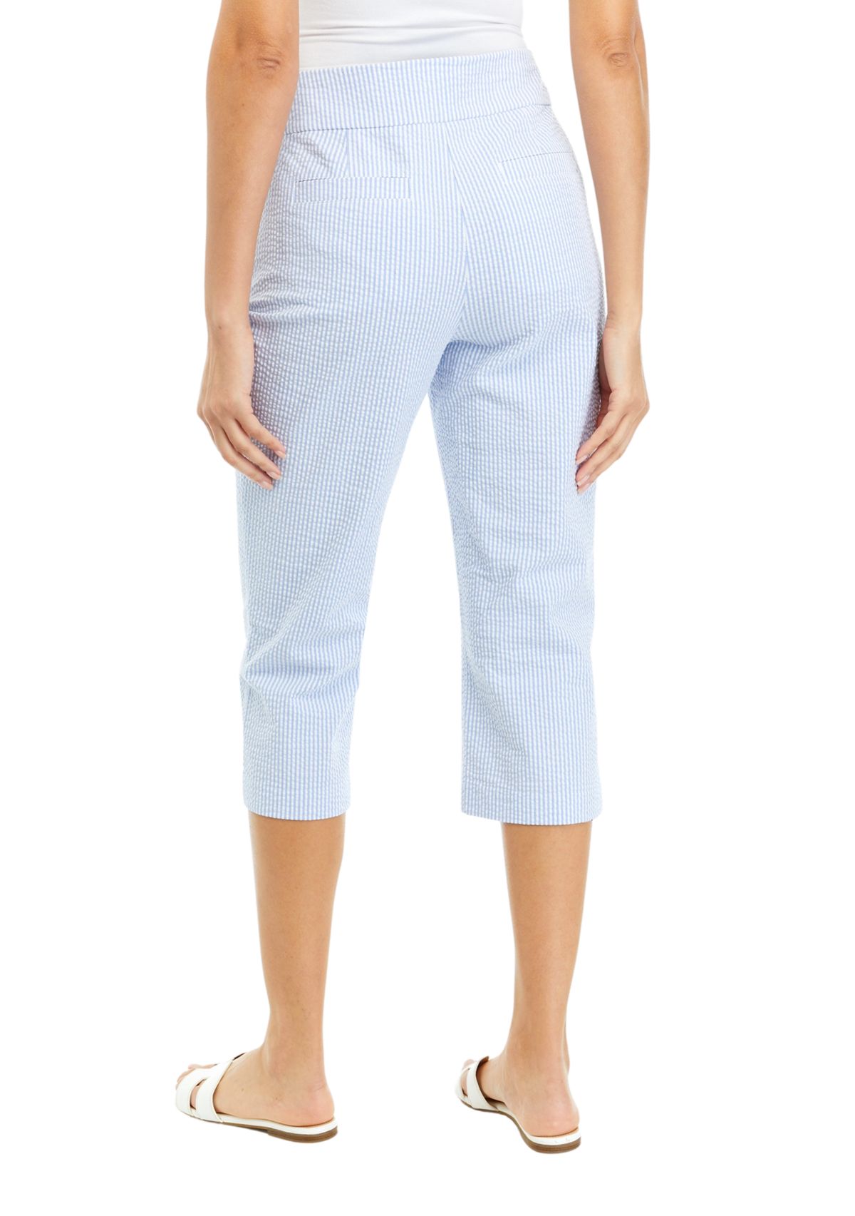 Womens Seersucker Cropped Pants