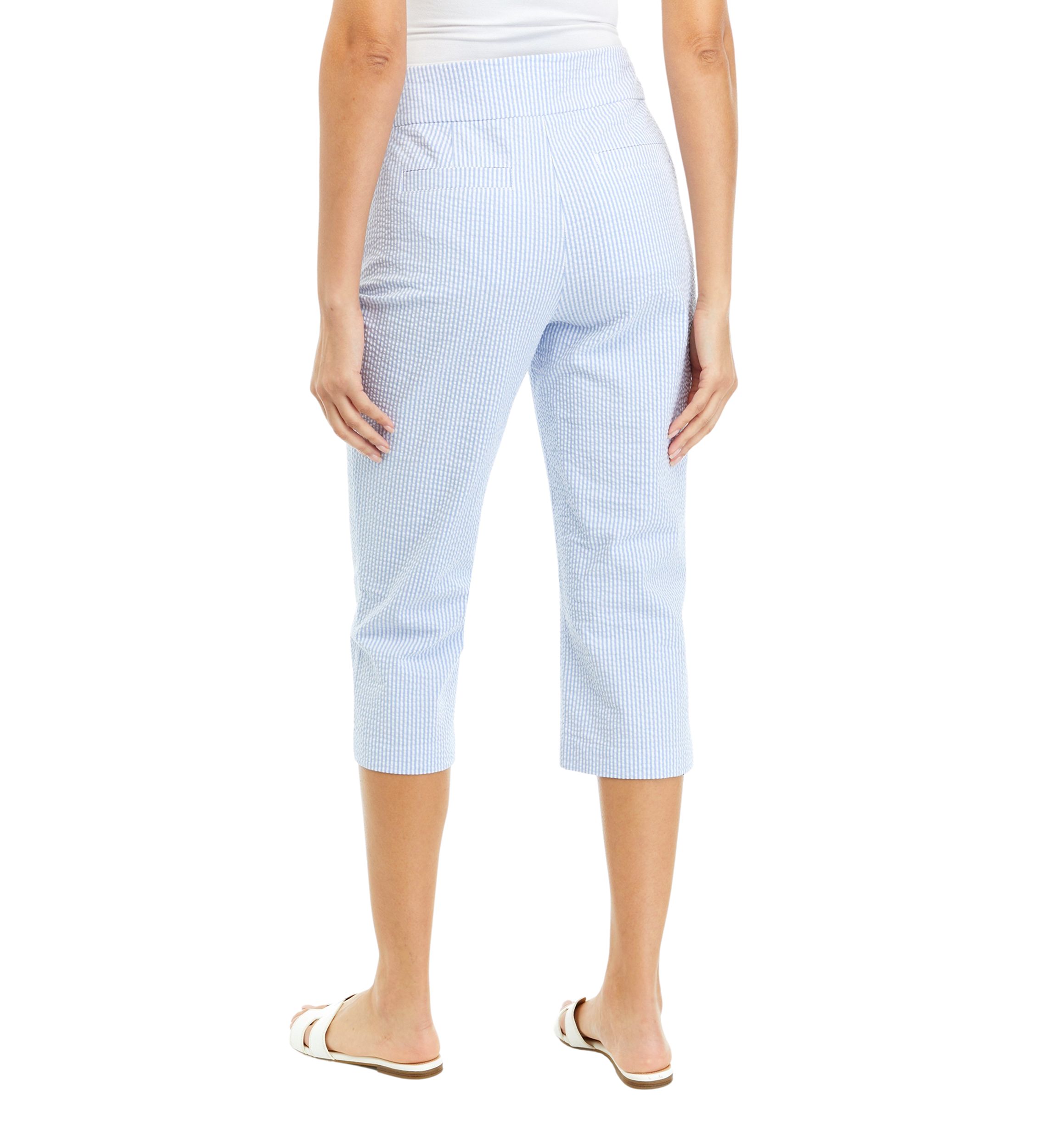 Womens Seersucker Cropped Pants
