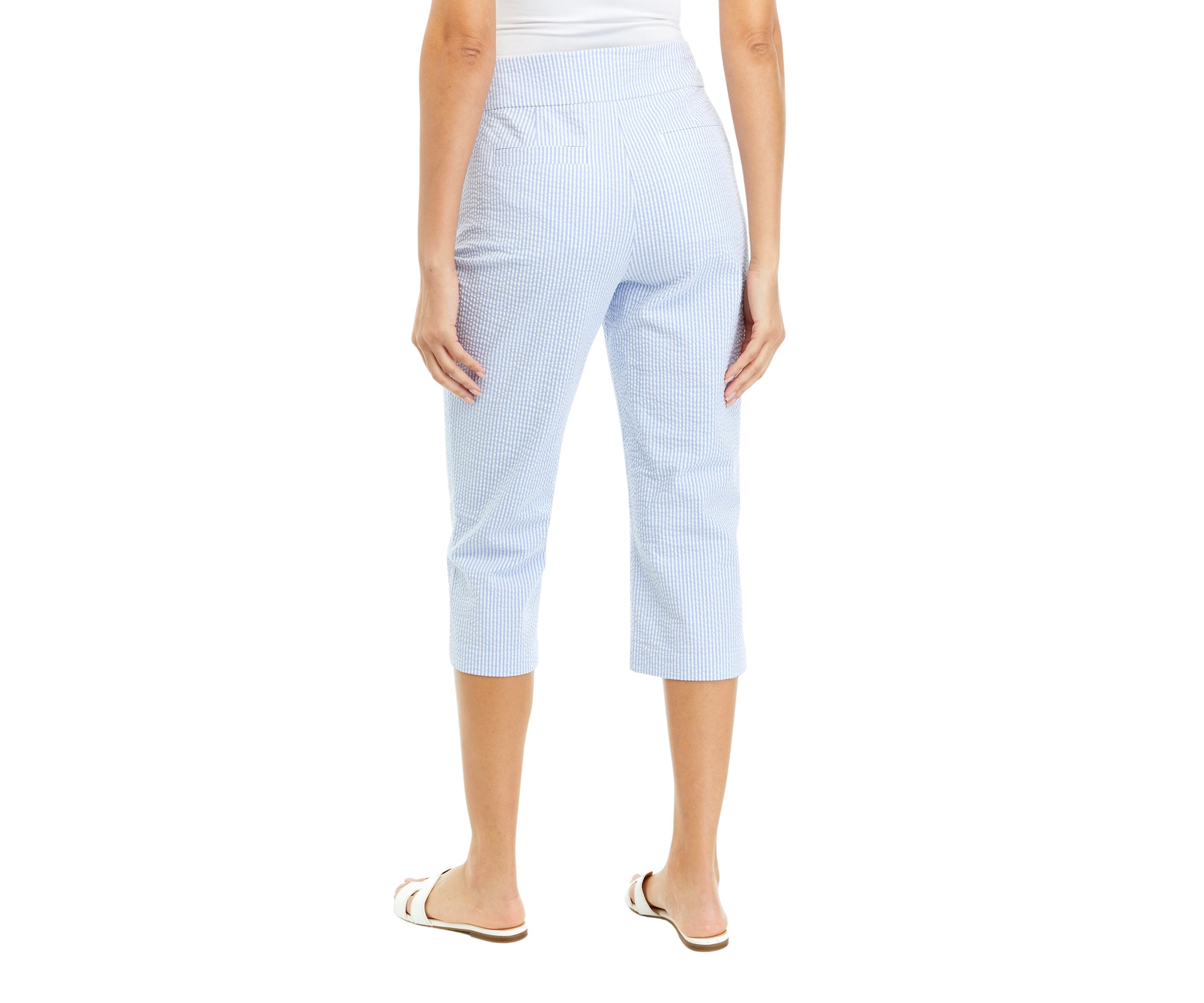 Womens Seersucker Cropped Pants