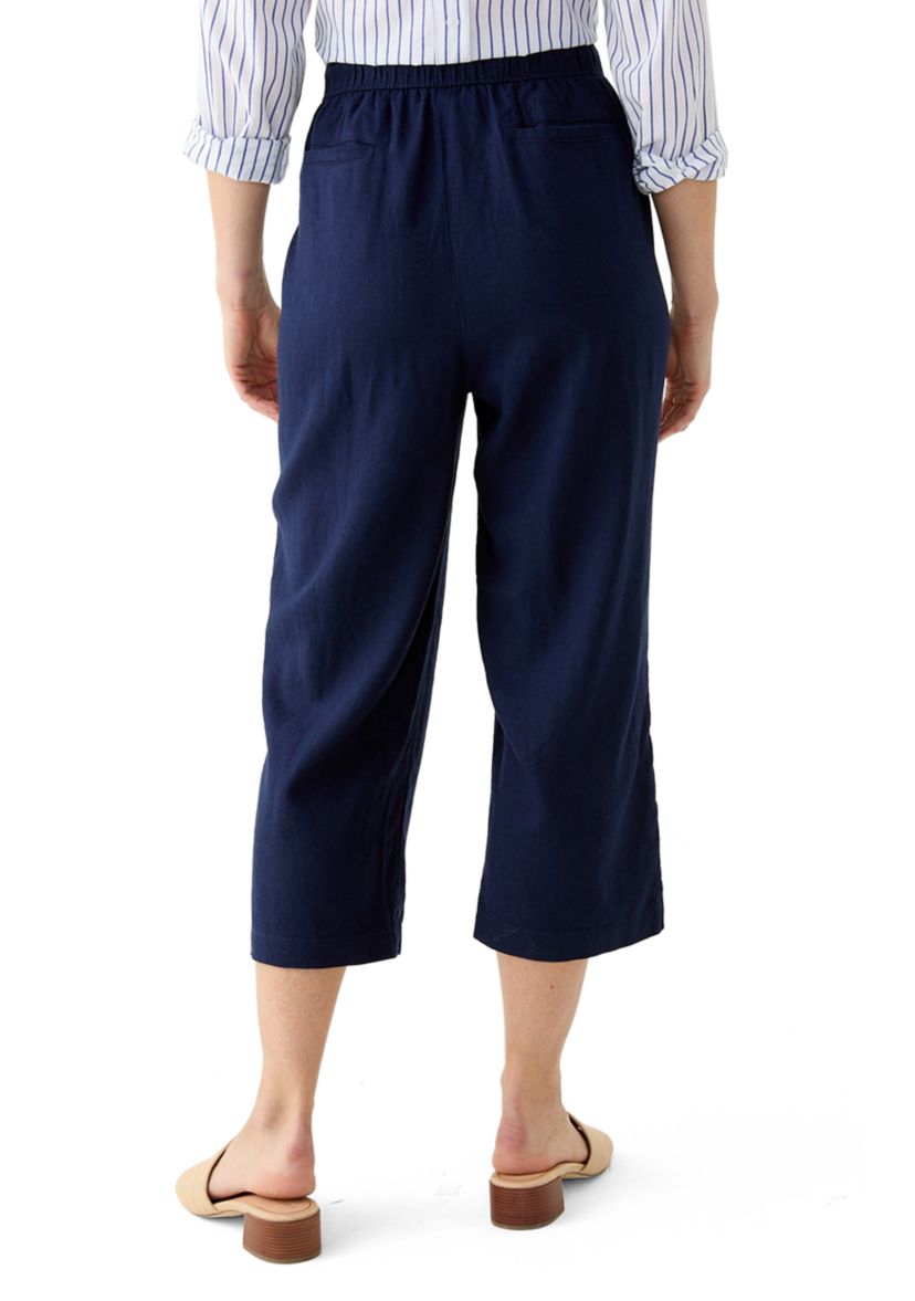 Womens Pull On Linen Crop Pants