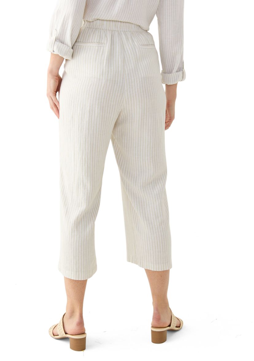 Womens Pull On Linen Crop Pants 