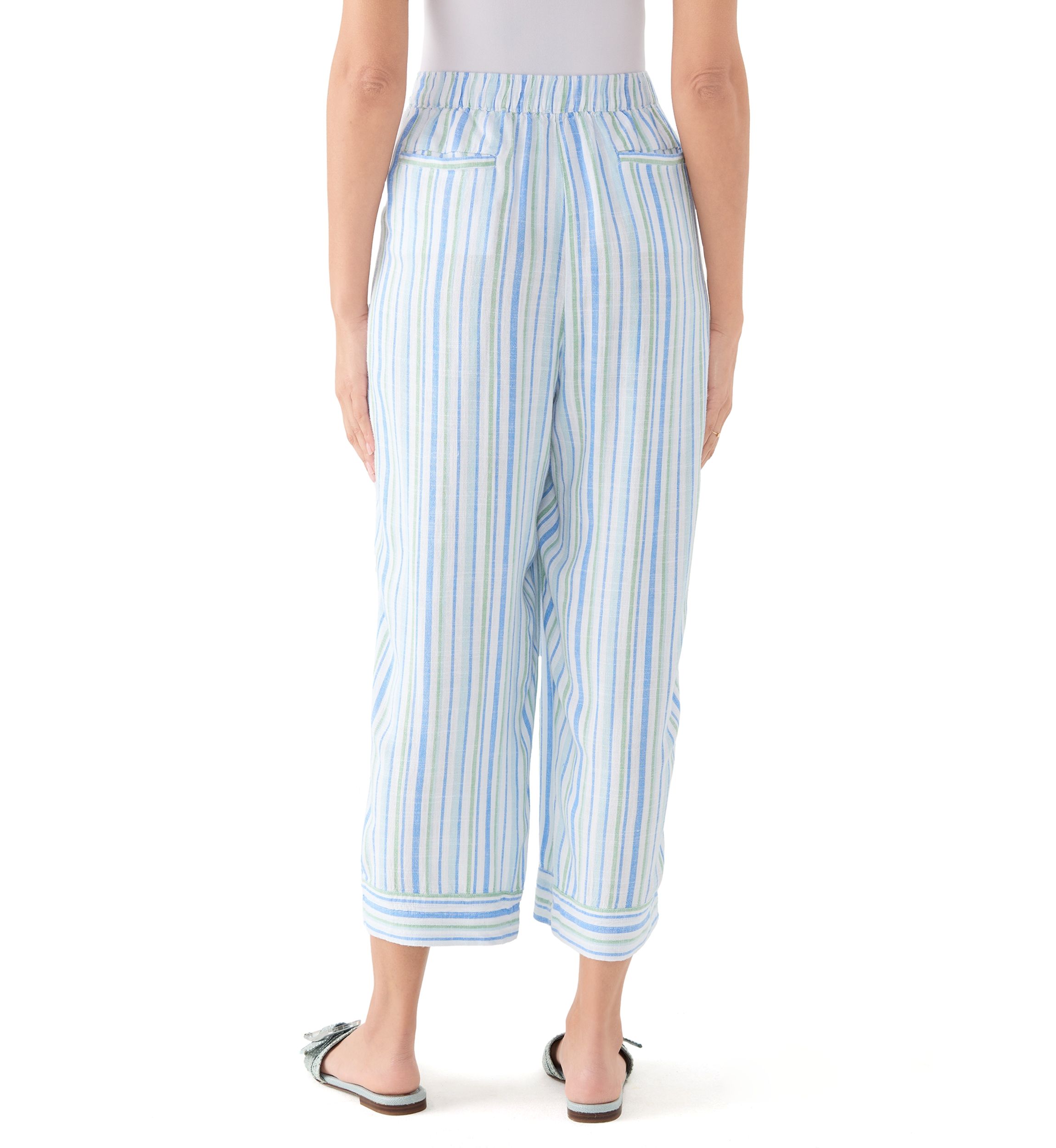   Womens Pull On Linen Blend Cross-Dyed Pants