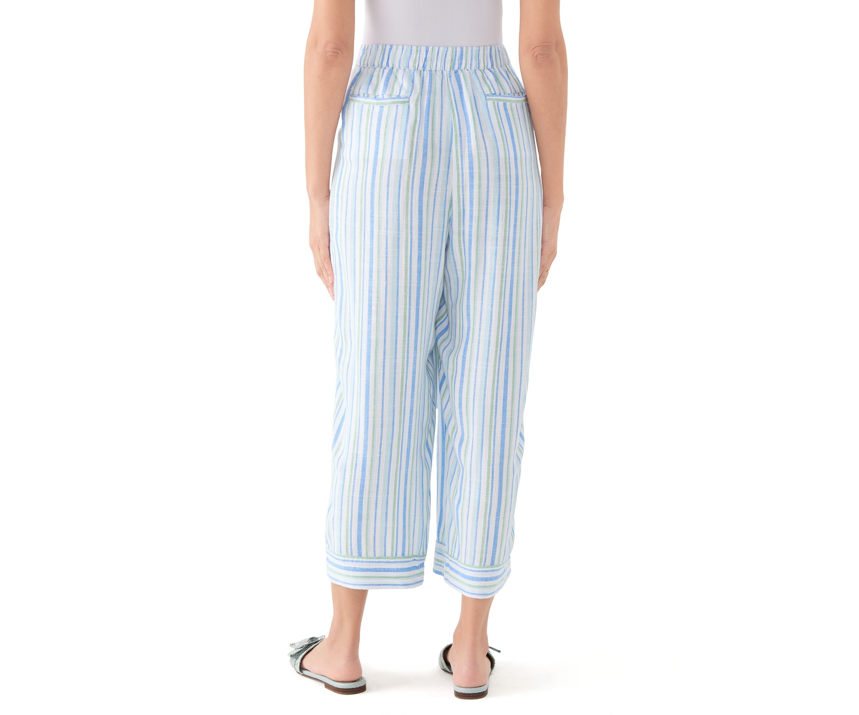   Womens Pull On Linen Blend Cross-Dyed Pants