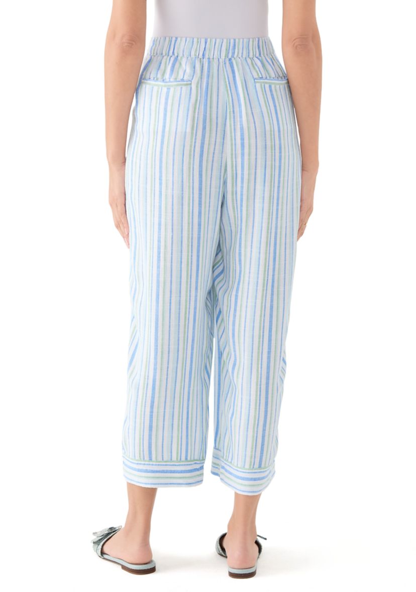   Womens Pull On Linen Blend Cross-Dyed Pants