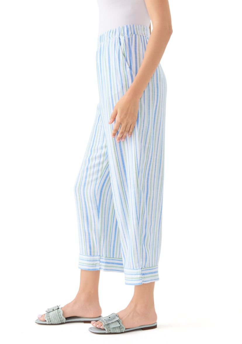   Womens Pull On Linen Blend Cross-Dyed Pants