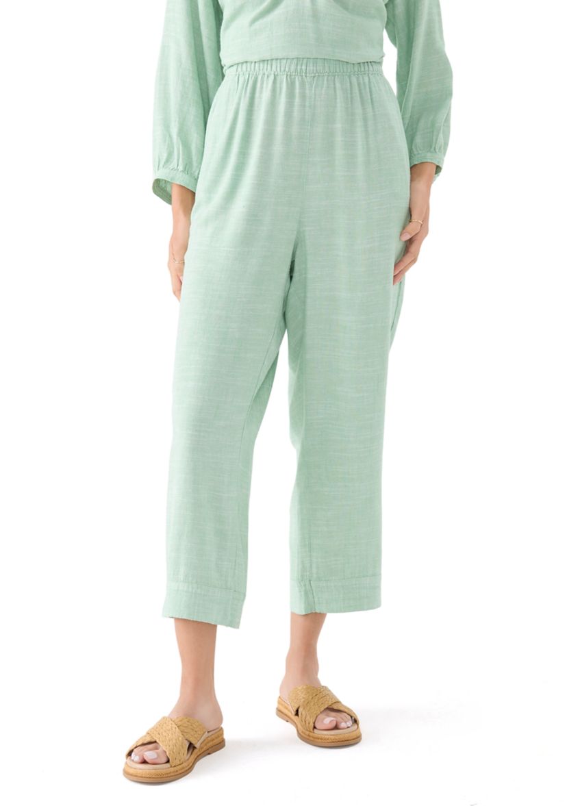 Womens Pull On Linen Blend Cross-Dyed Pants