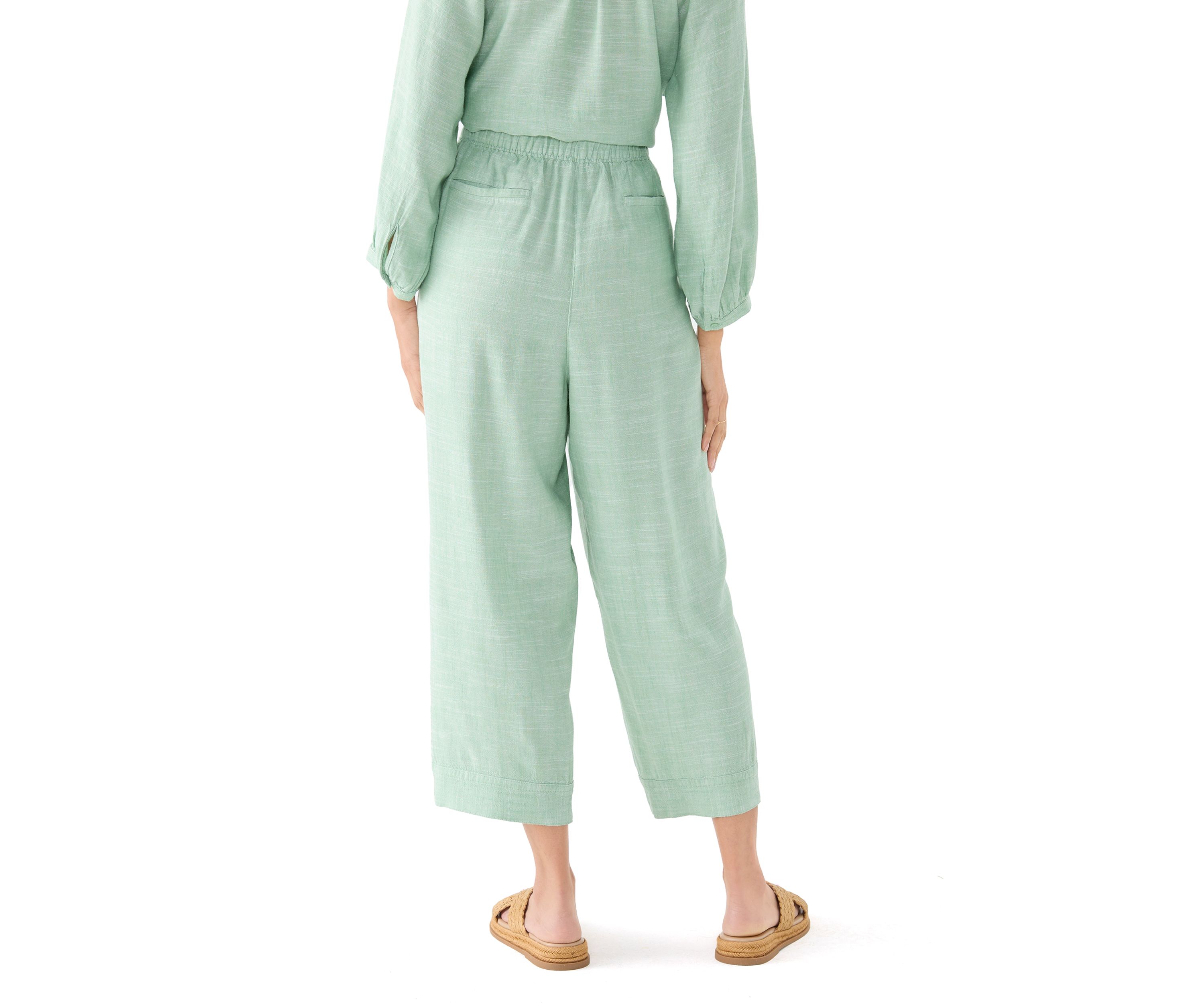 Womens Pull On Linen Blend Cross-Dyed Pants
